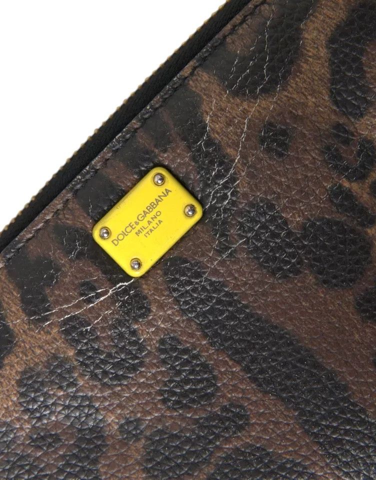 Dolce & Gabbana Brown Leopard Leather DG Zip Around Continental Women's Size ONE SIZE - 3 Thumbnail