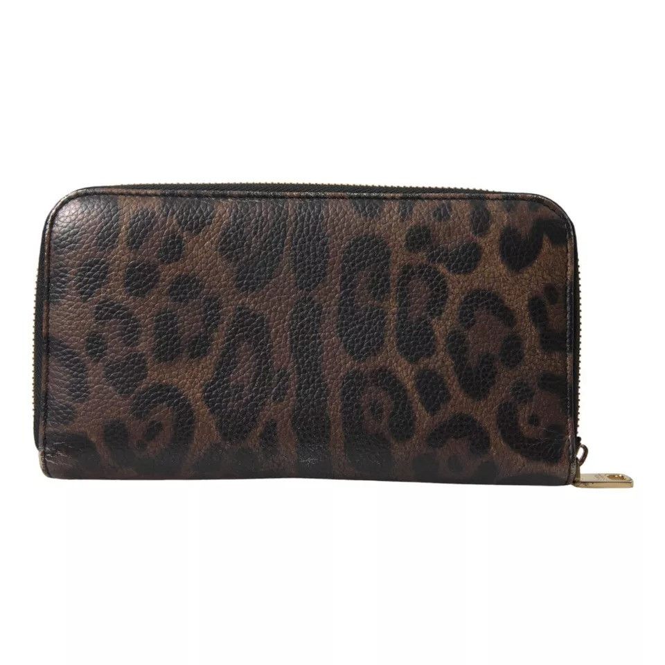 Dolce & Gabbana Brown Leopard Leather DG Zip Around Continental Women's Size ONE SIZE - 2 Thumbnail