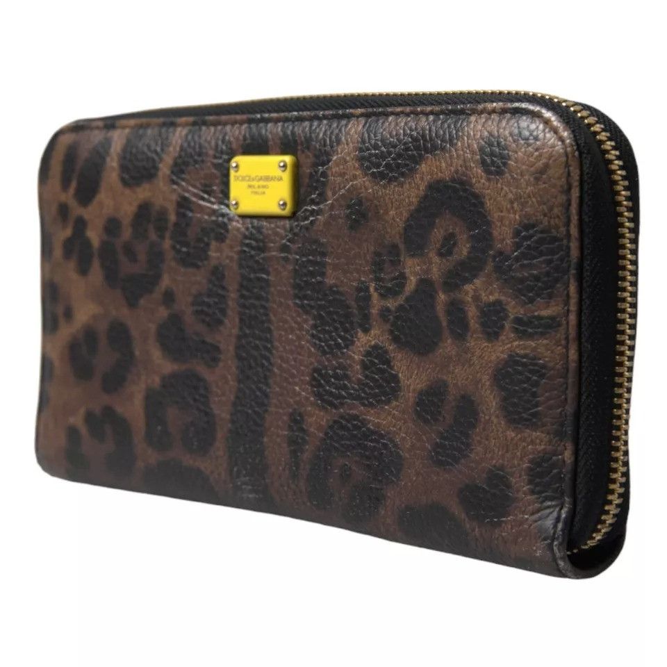 Dolce & Gabbana Brown Leopard Leather DG Zip Around Continental Women's Size ONE SIZE - 5 Thumbnail