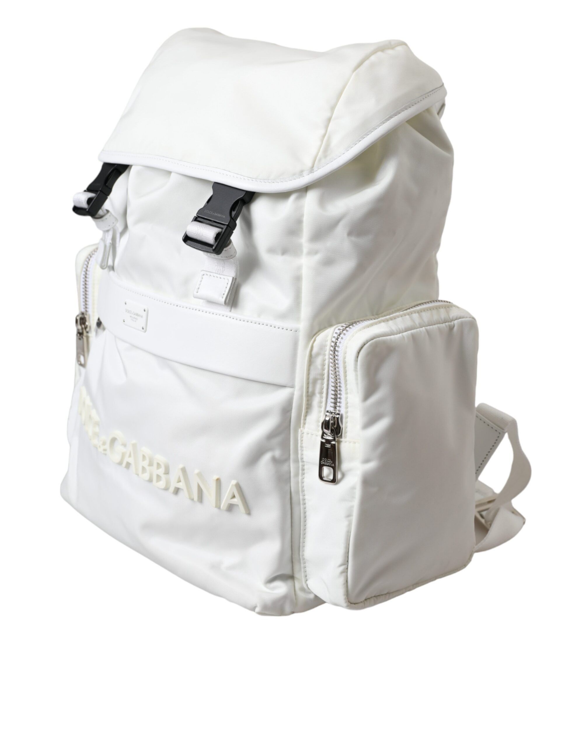 Dolce & Gabbana White Nylon Rubber Logo Backpack Rucksack Men's Bag Size ONE SIZE - 2 Thumbnail