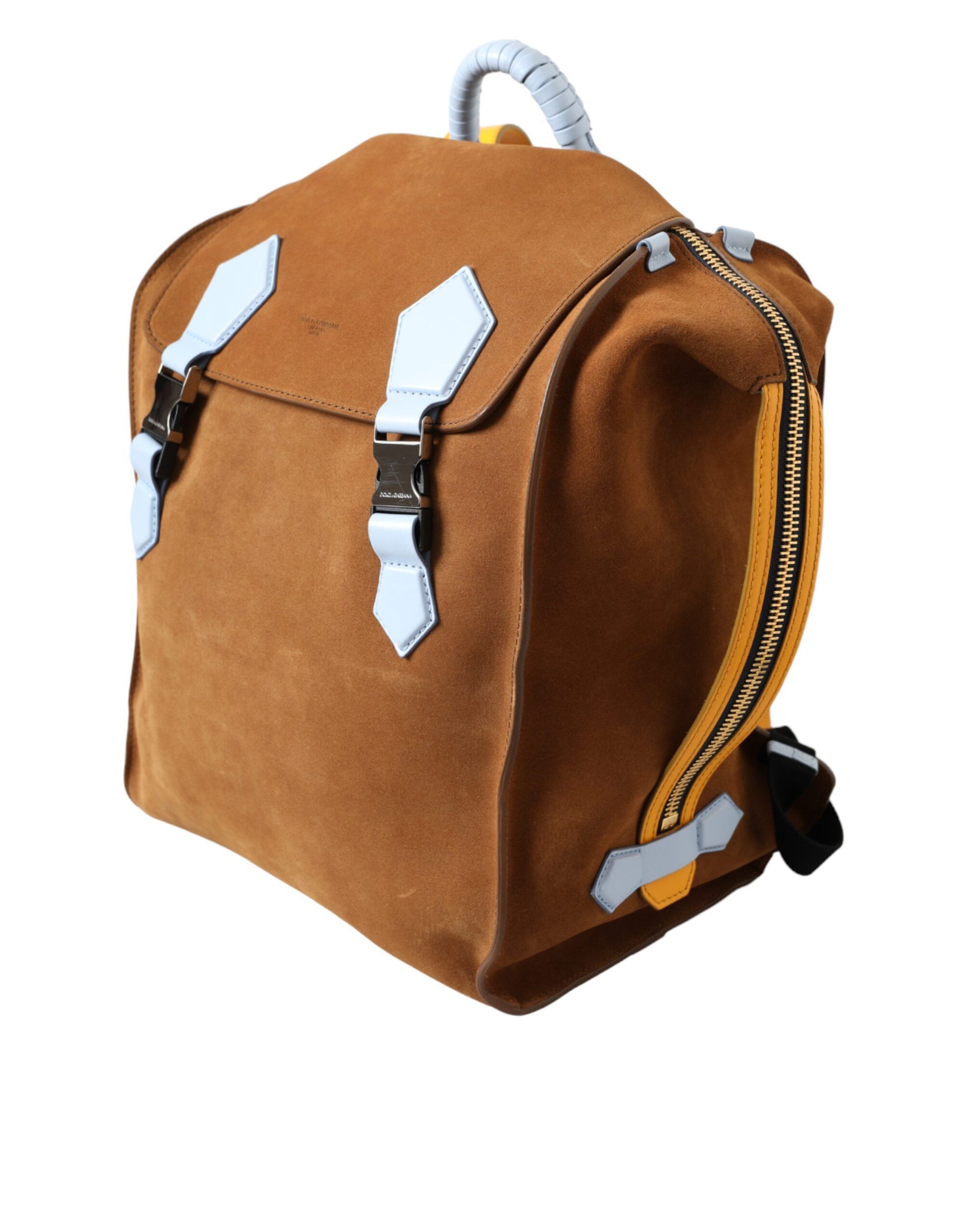 Dolce & Gabbana Brown Yellow Suede Leather Logo Backpack Men's Bag Size ONE SIZE - 2 Thumbnail