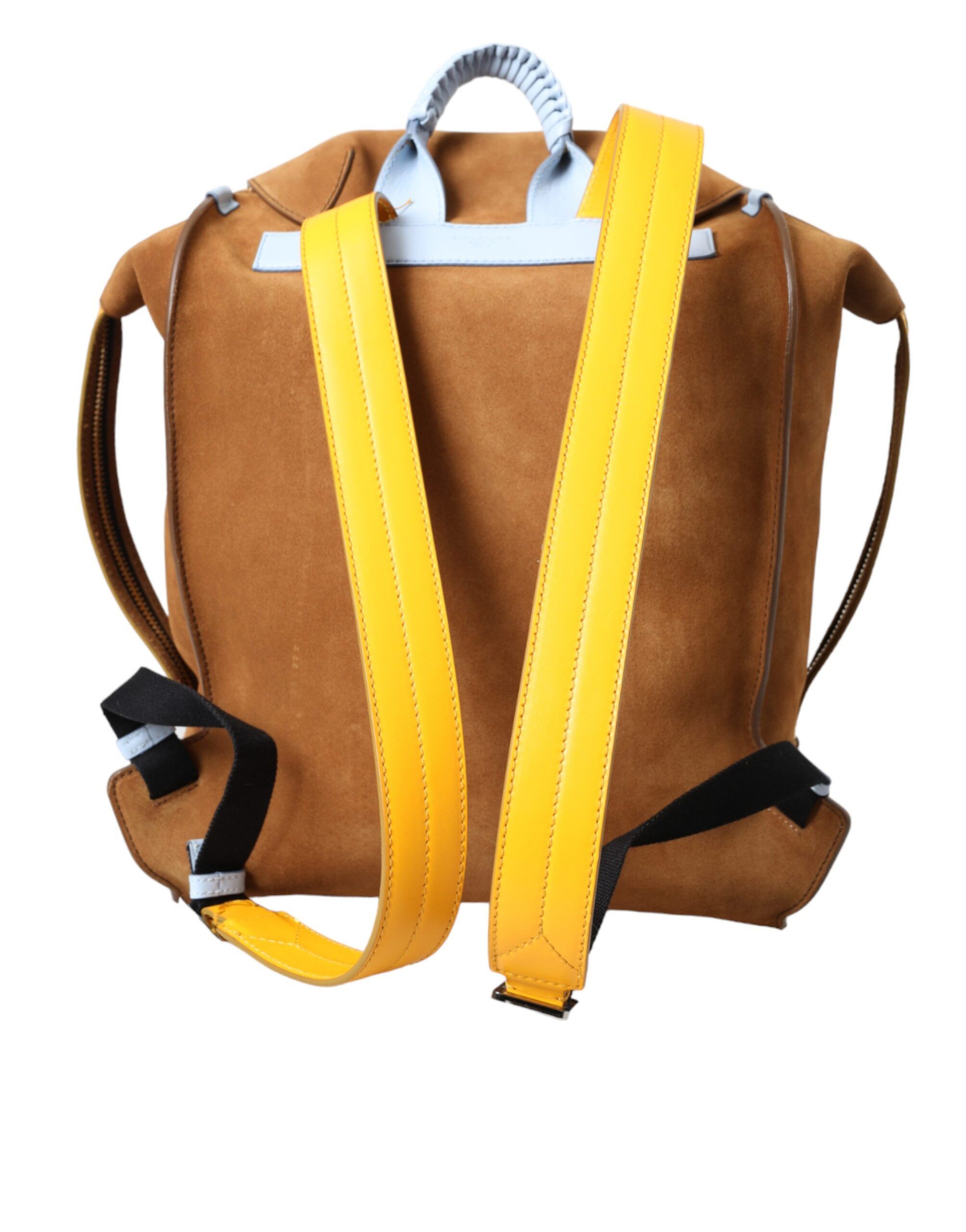 Dolce & Gabbana Brown Yellow Suede Leather Logo Backpack Men's Bag Size ONE SIZE - 4 Thumbnail