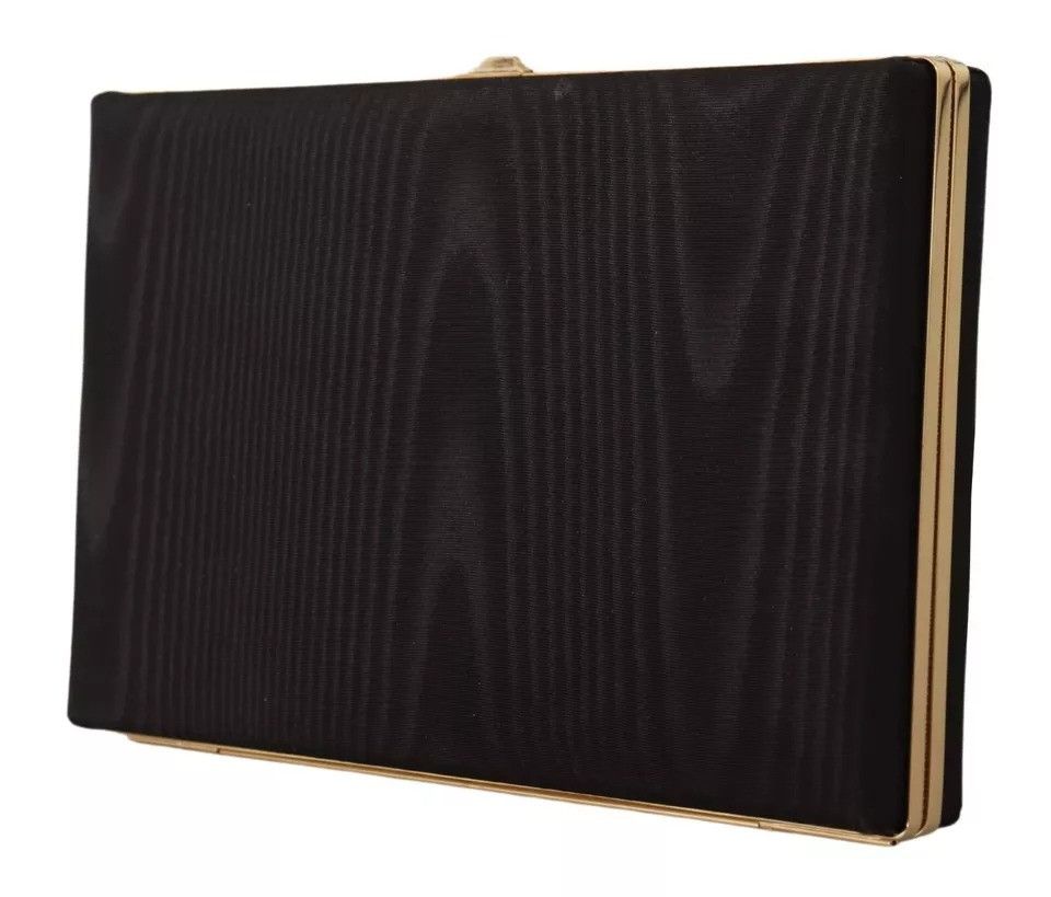 Dolce & Gabbana Black Silk Gold Frame Clutch Evening Party Purse Women's Size ONE SIZE - 2 Thumbnail