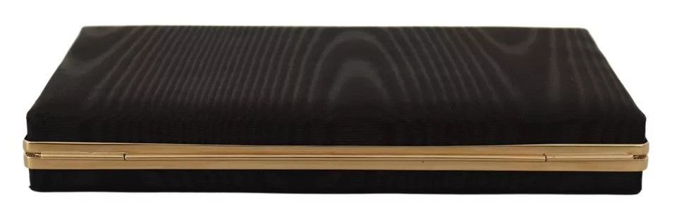 Dolce & Gabbana Black Silk Gold Frame Clutch Evening Party Purse Women's Size ONE SIZE - 3 Thumbnail