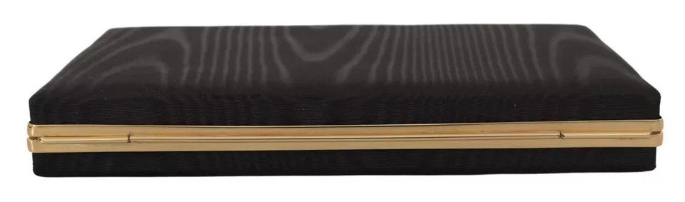 Dolce & Gabbana Black Silk Gold Frame Clutch Evening Party Purse Women's Size ONE SIZE - 3 Thumbnail