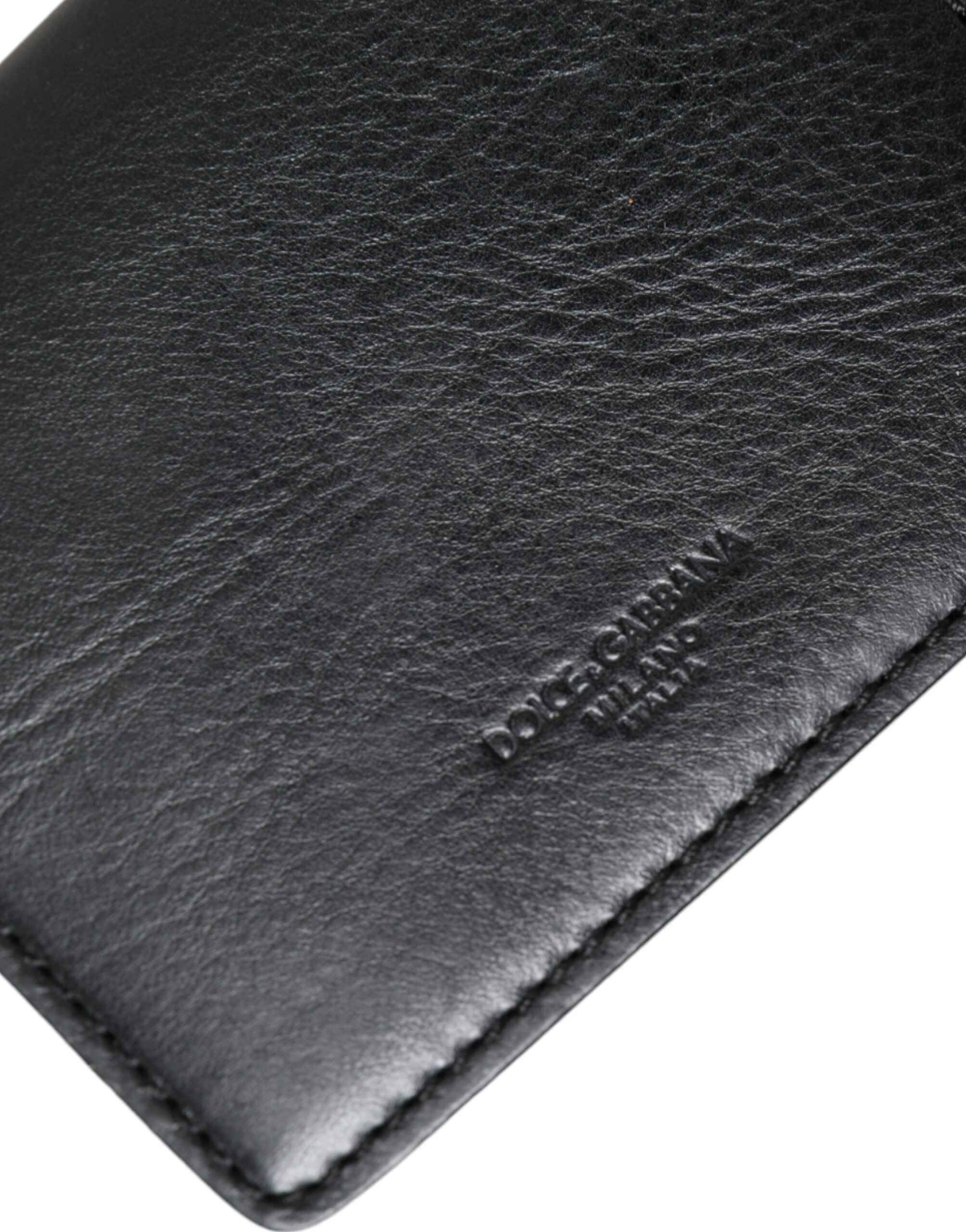 Black Leather Bifold Sling Women Card Holder Purse Women's