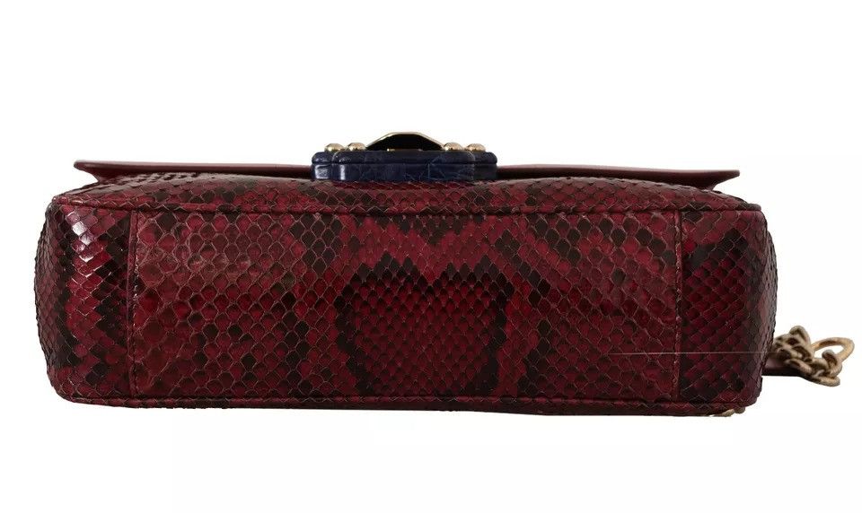 Dolce & Gabbana Pink Red Exotic Skins Gold Chain Purse LUCIA Leather Size ONE SIZE - 3 Thumbnail