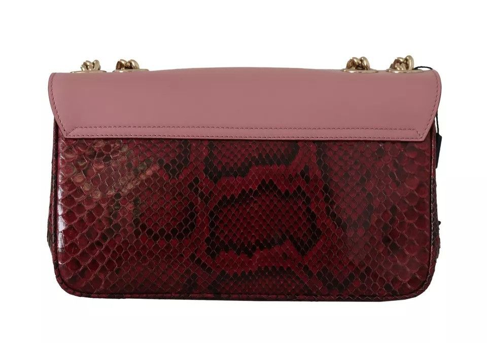 Dolce & Gabbana Pink Red Exotic Skins Gold Chain Purse LUCIA Leather Size ONE SIZE - 4 Thumbnail