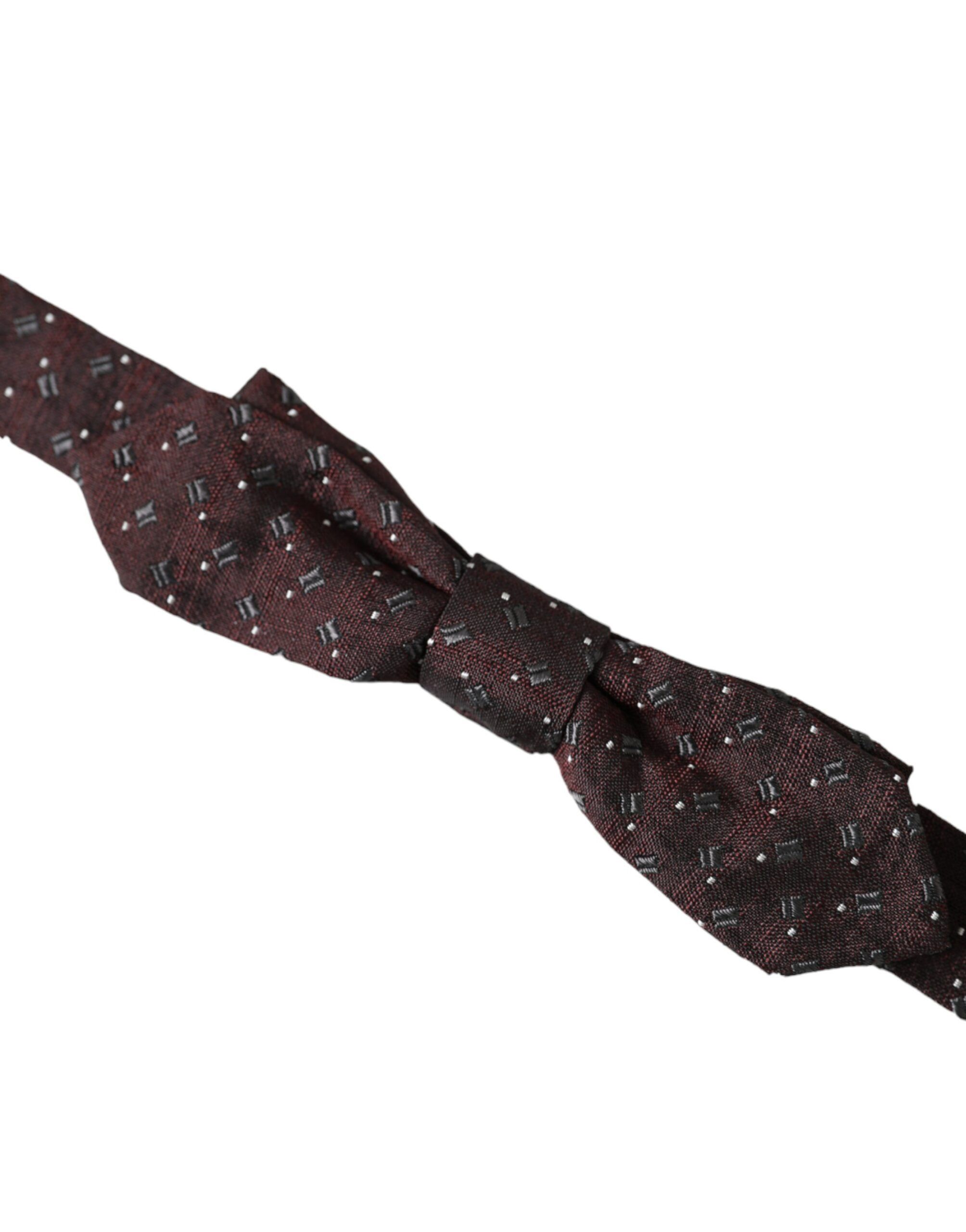 Dolce & Gabbana Maroon Silk Patterned Adjustable Neck Papillon Bow Men's Size ONE SIZE - 2 Thumbnail