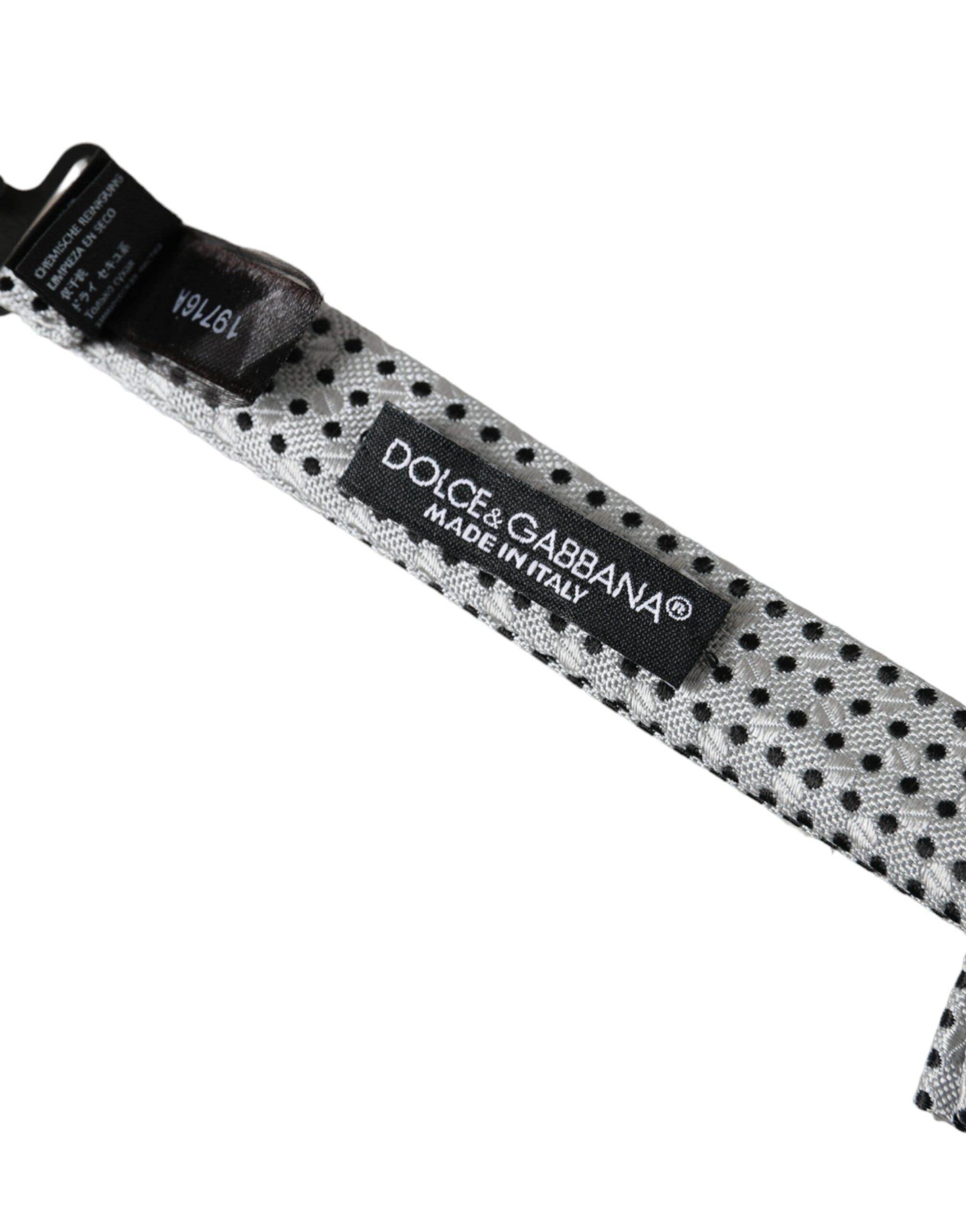 Dolce & Gabbana Gray Silk Polka Dot Adjustable Neck Men Papillon Bow Men's Size ONE SIZE - 4 Thumbnail