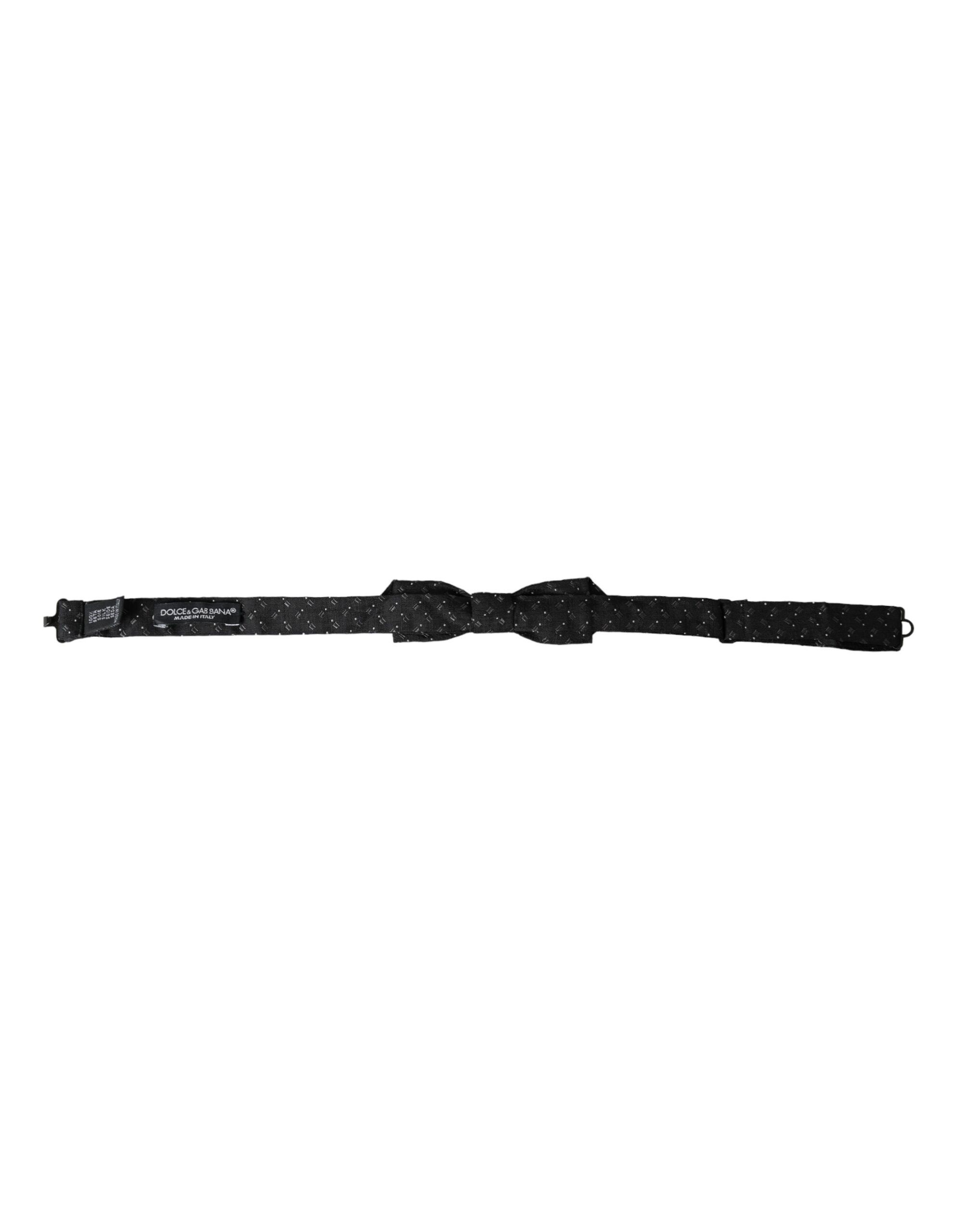 Dolce & Gabbana Black Silk Patterned Adjustable Neck Men Papillon Bow Men's Size ONE SIZE - 4 Thumbnail