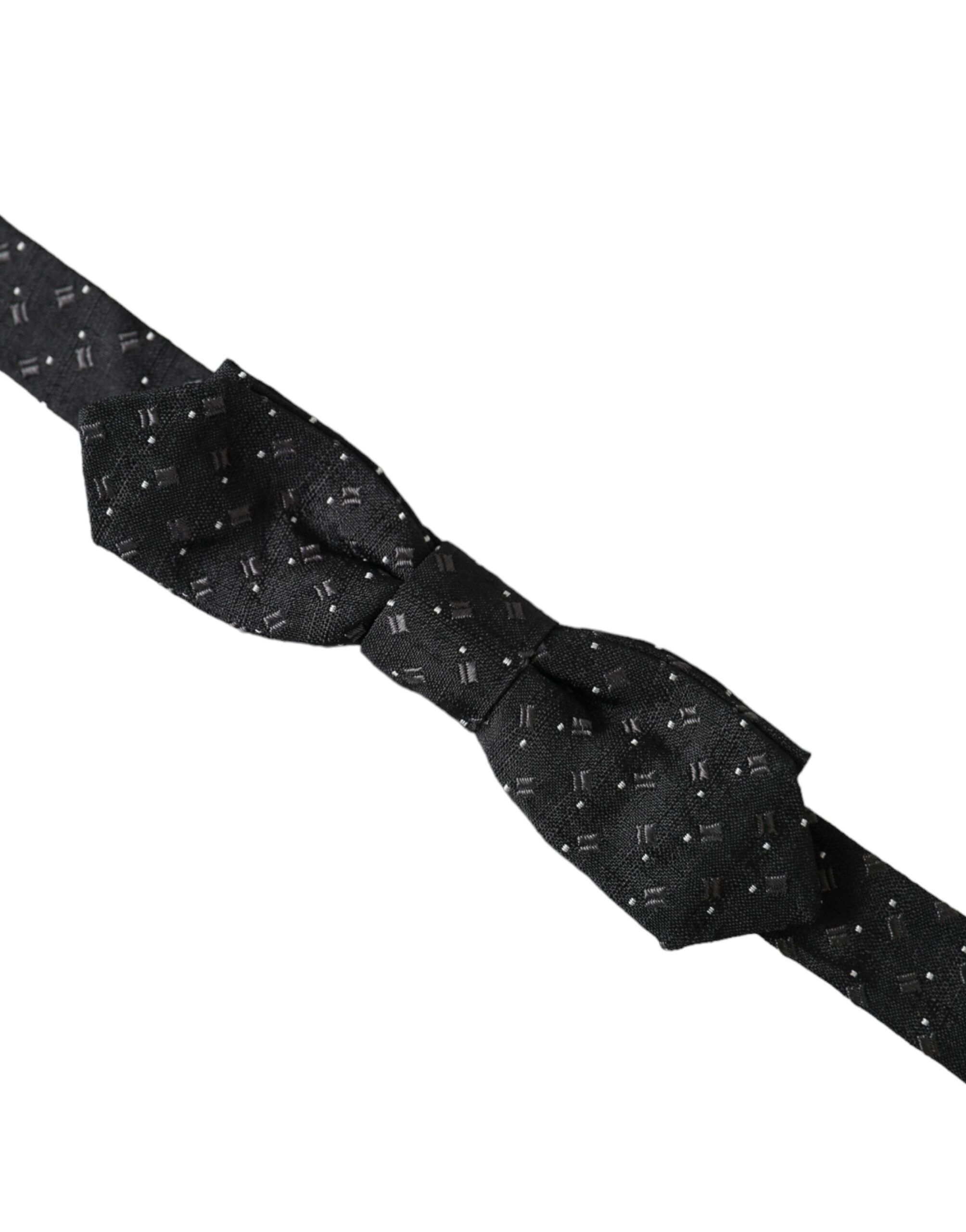 Dolce & Gabbana Black Silk Patterned Adjustable Neck Men Papillon Bow Men's Size ONE SIZE - 2 Thumbnail