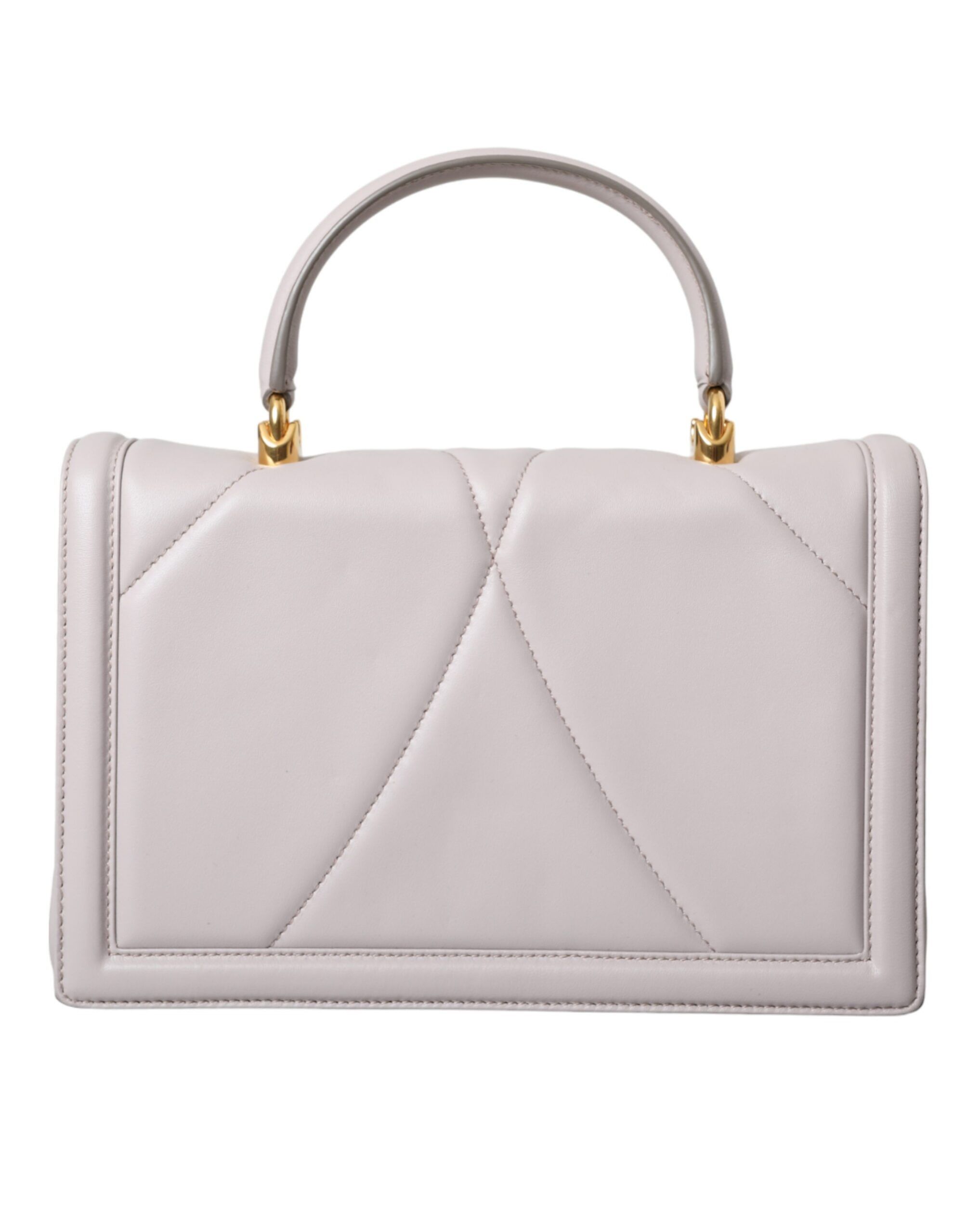 Dolce & Gabbana Light Gray Devotion Gold Heart Leather Shoulder Women's Bag Size ONE SIZE - 3 Thumbnail