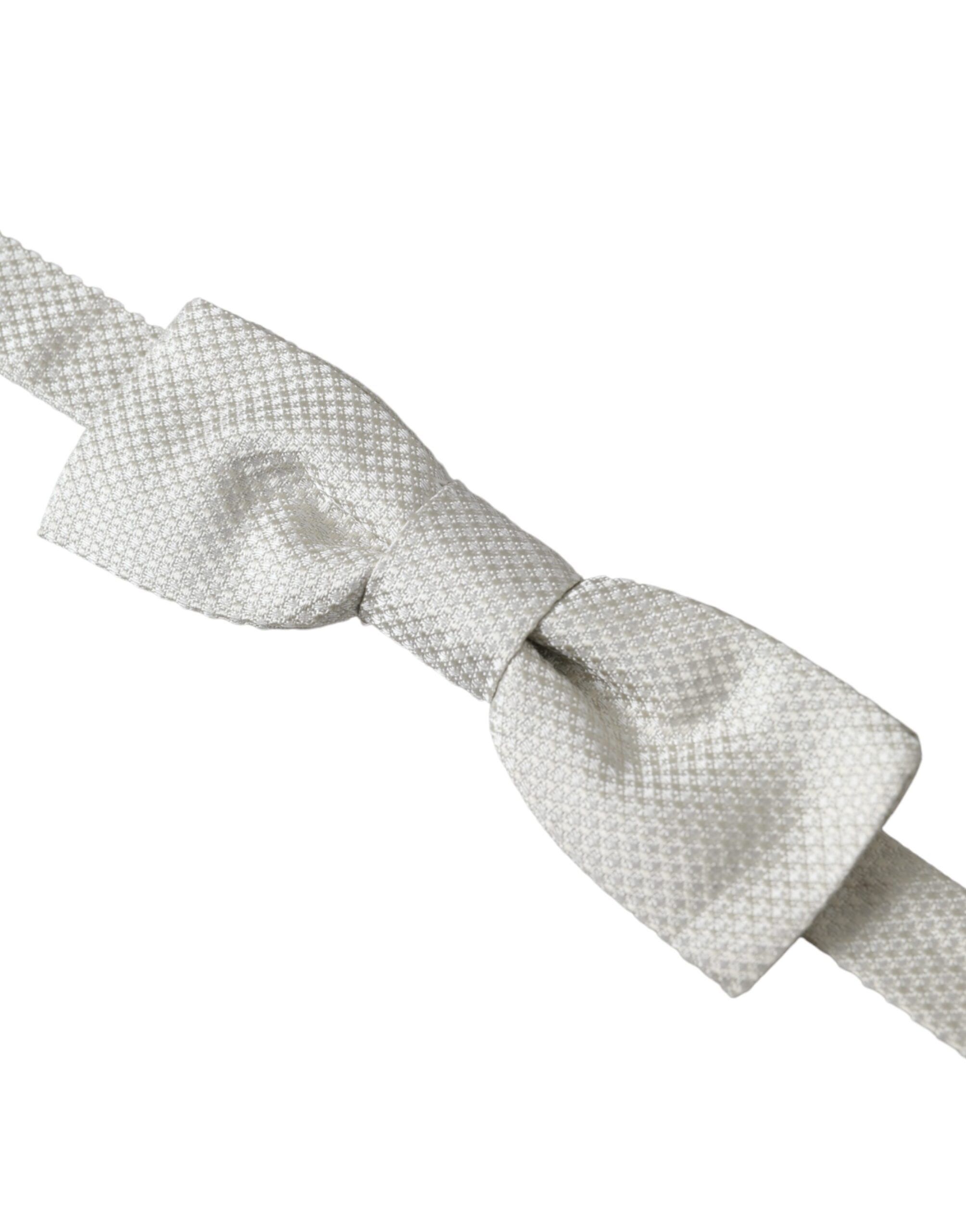 Dolce & Gabbana Off White Silk Adjustable Neck Men Papillon Bow Men's Tie Size ONE SIZE - 2 Thumbnail