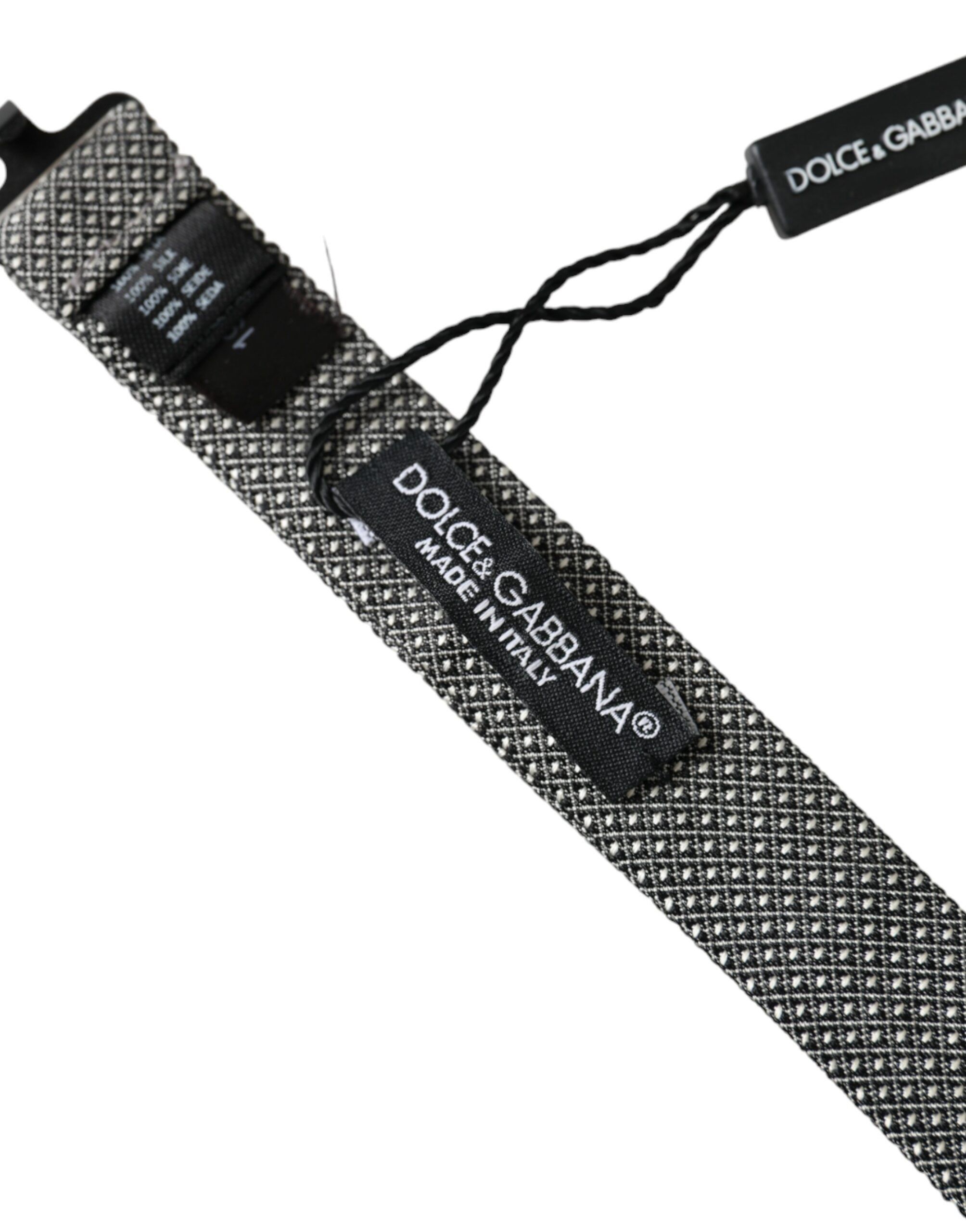 Dolce & Gabbana Gray Silk Patterned Adjustable Neck Men Papillon Bow Men's Size ONE SIZE - 3 Thumbnail