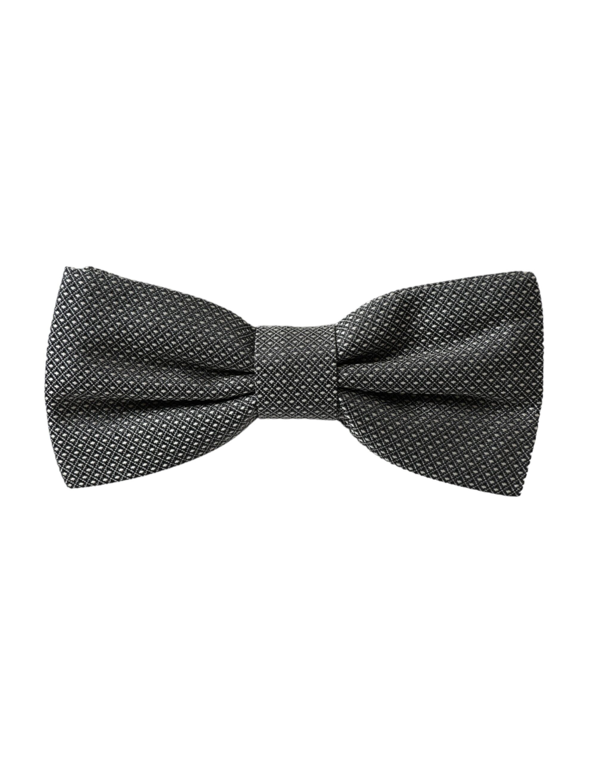 Dolce & Gabbana Gray Silk Patterned Adjustable Neck Men Papillon Bow Men's Size ONE SIZE - 4 Thumbnail