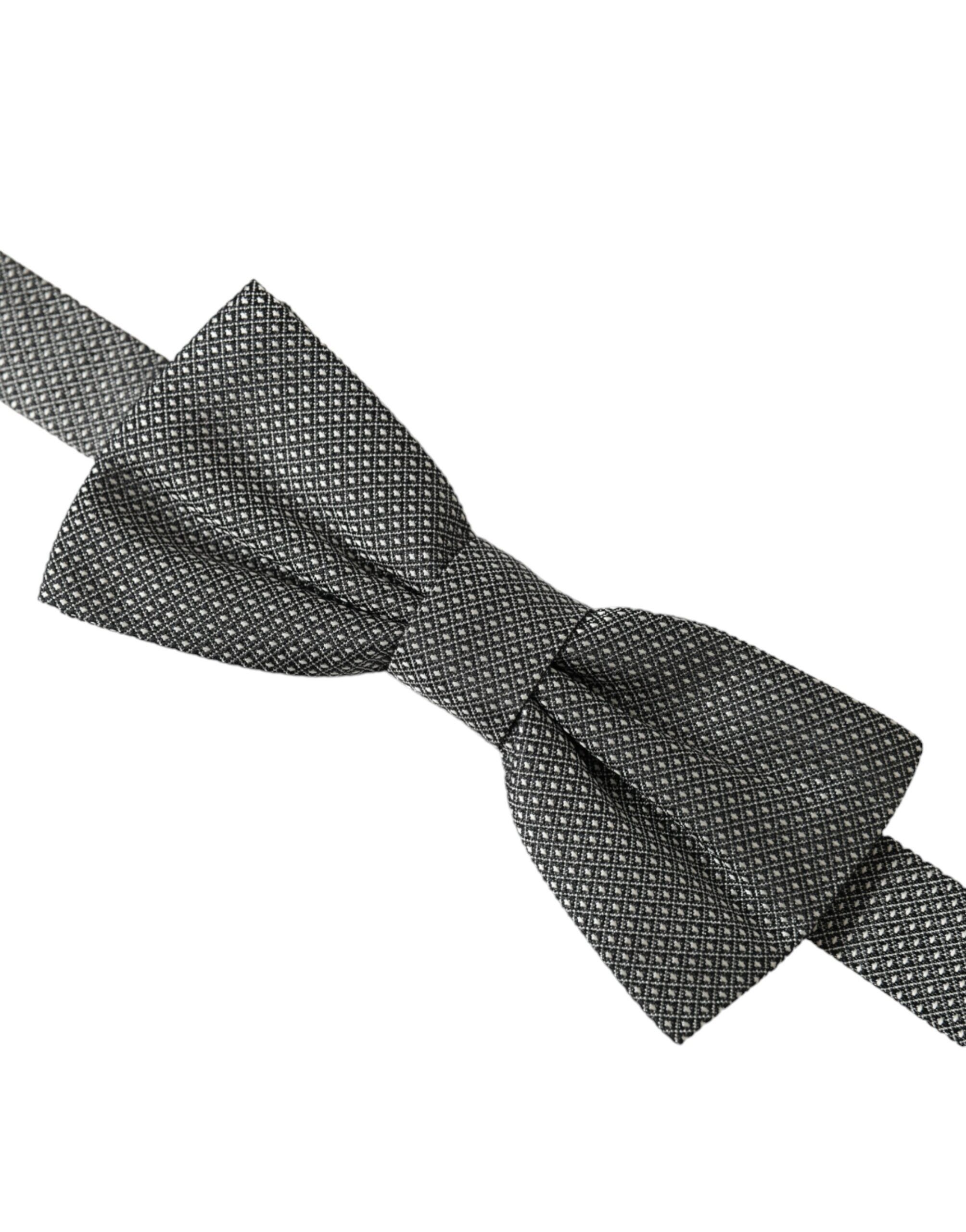 Dolce & Gabbana Gray Silk Patterned Adjustable Neck Men Papillon Bow Men's Size ONE SIZE - 2 Thumbnail