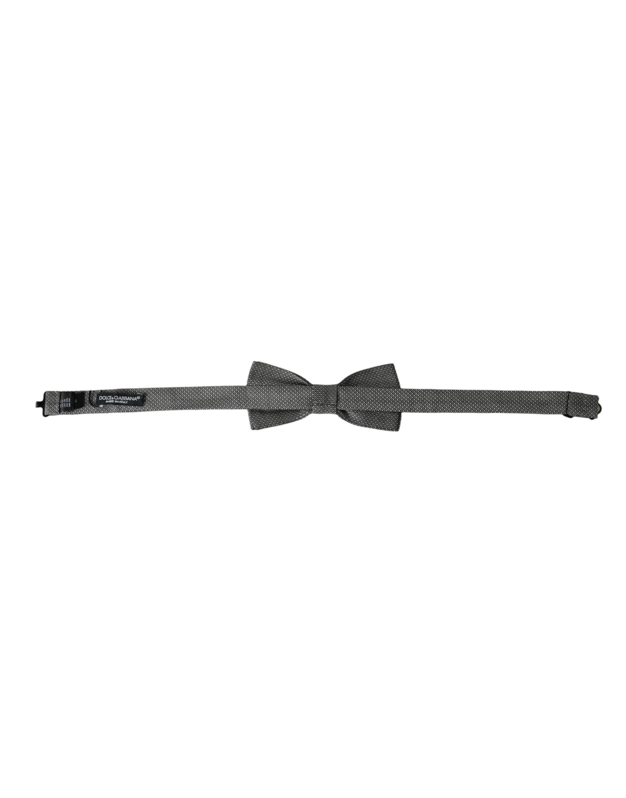 Dolce & Gabbana Gray Silk Patterned Adjustable Neck Men Papillon Bow Men's Size ONE SIZE - 5 Thumbnail