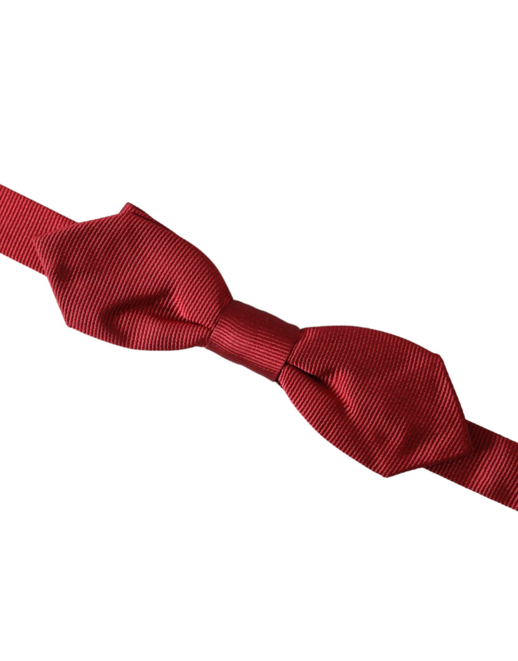 Dolce & Gabbana Red Silk Jacquard Adjustable Neck Men Bow Men's Tie Size ONE SIZE - 2 Thumbnail