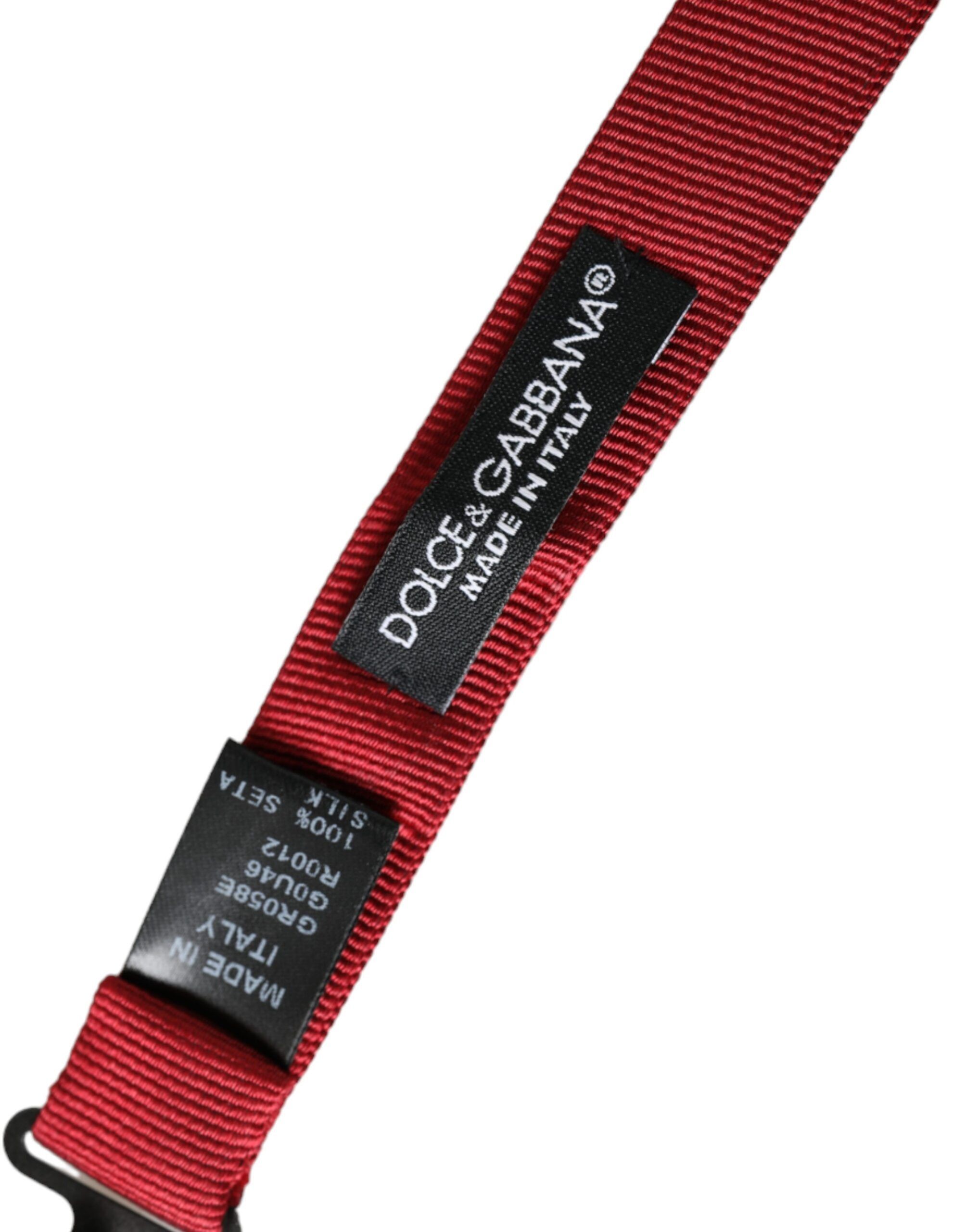 Dolce & Gabbana Red Silk Jacquard Adjustable Neck Men Bow Men's Tie Size ONE SIZE - 4 Thumbnail