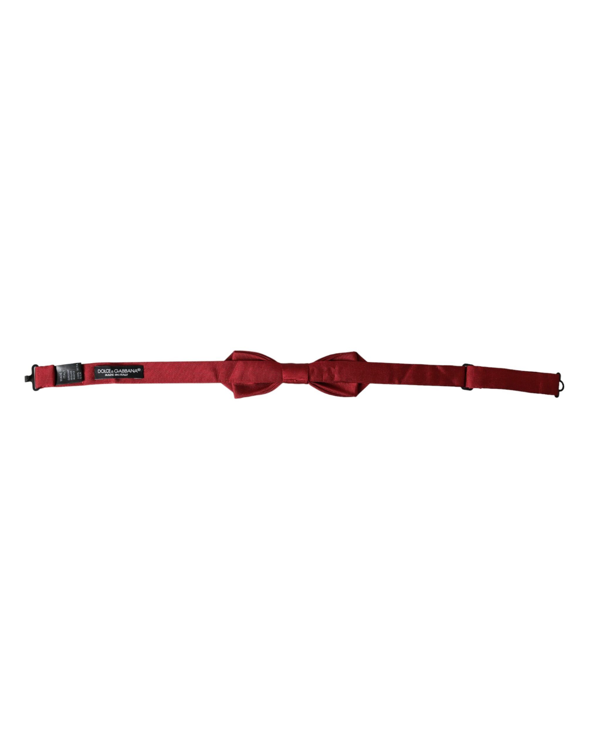 Dolce & Gabbana Red Silk Jacquard Adjustable Neck Men Bow Men's Tie Size ONE SIZE - 3 Thumbnail