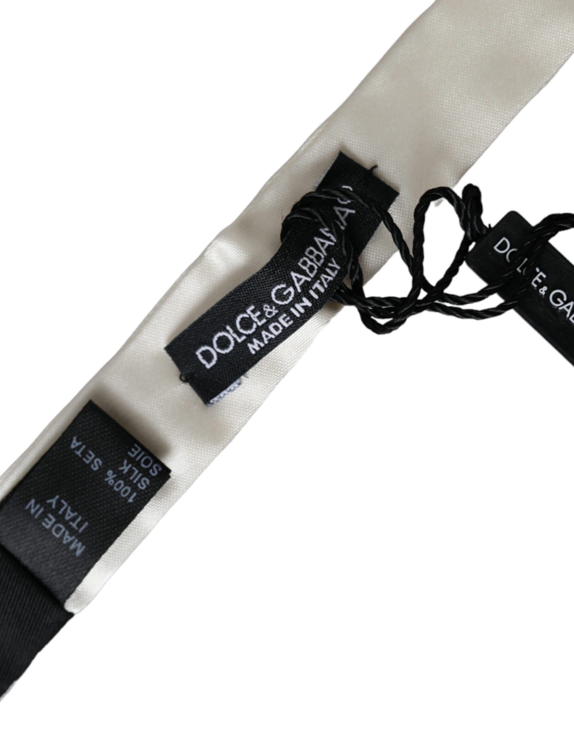 Dolce & Gabbana White Silk Slim Skinny NeckMen's Men Bow Men's Tie Size ONE SIZE - 3 Thumbnail