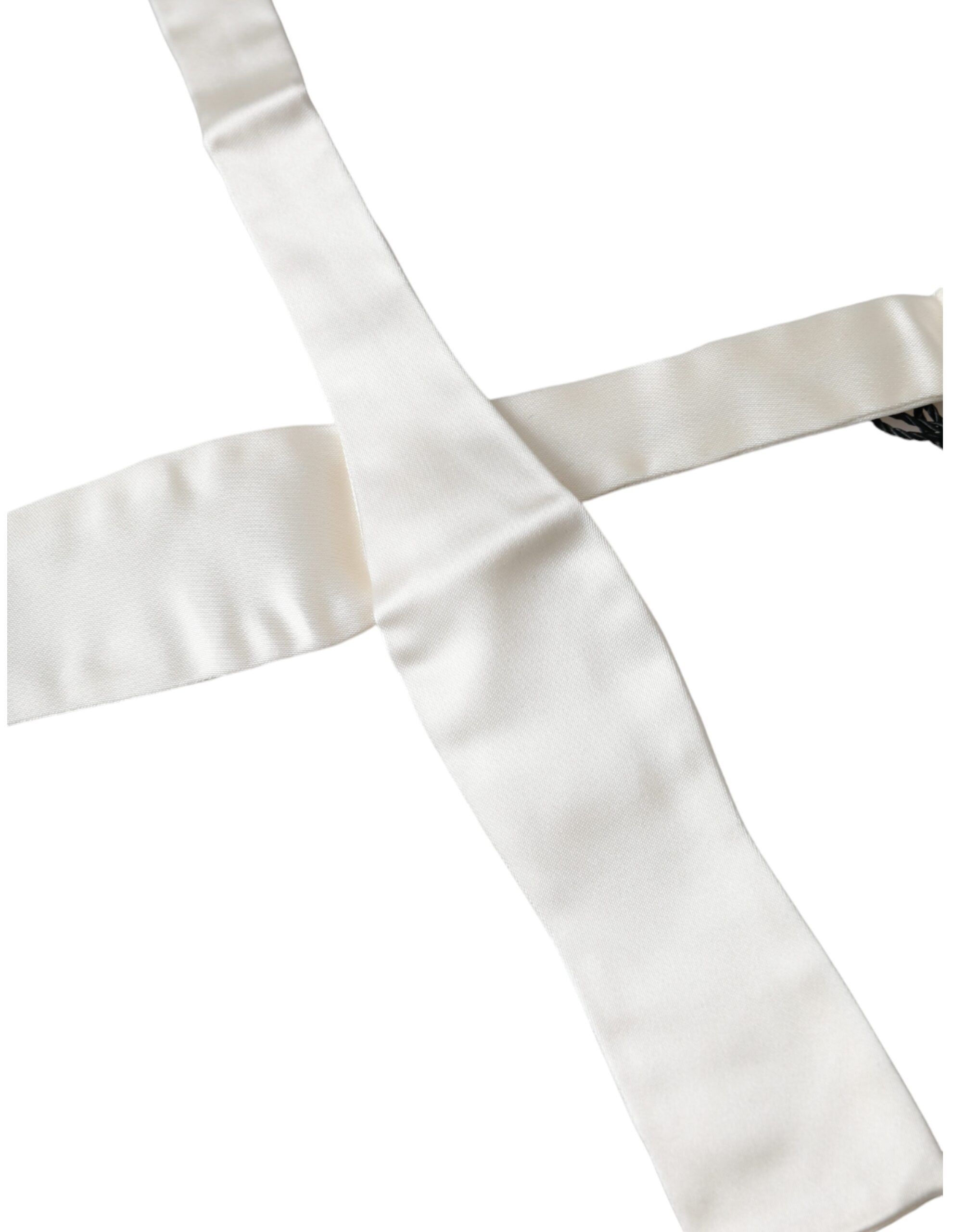 Dolce & Gabbana White Silk Slim Skinny NeckMen's Men Bow Men's Tie Size ONE SIZE - 2 Thumbnail