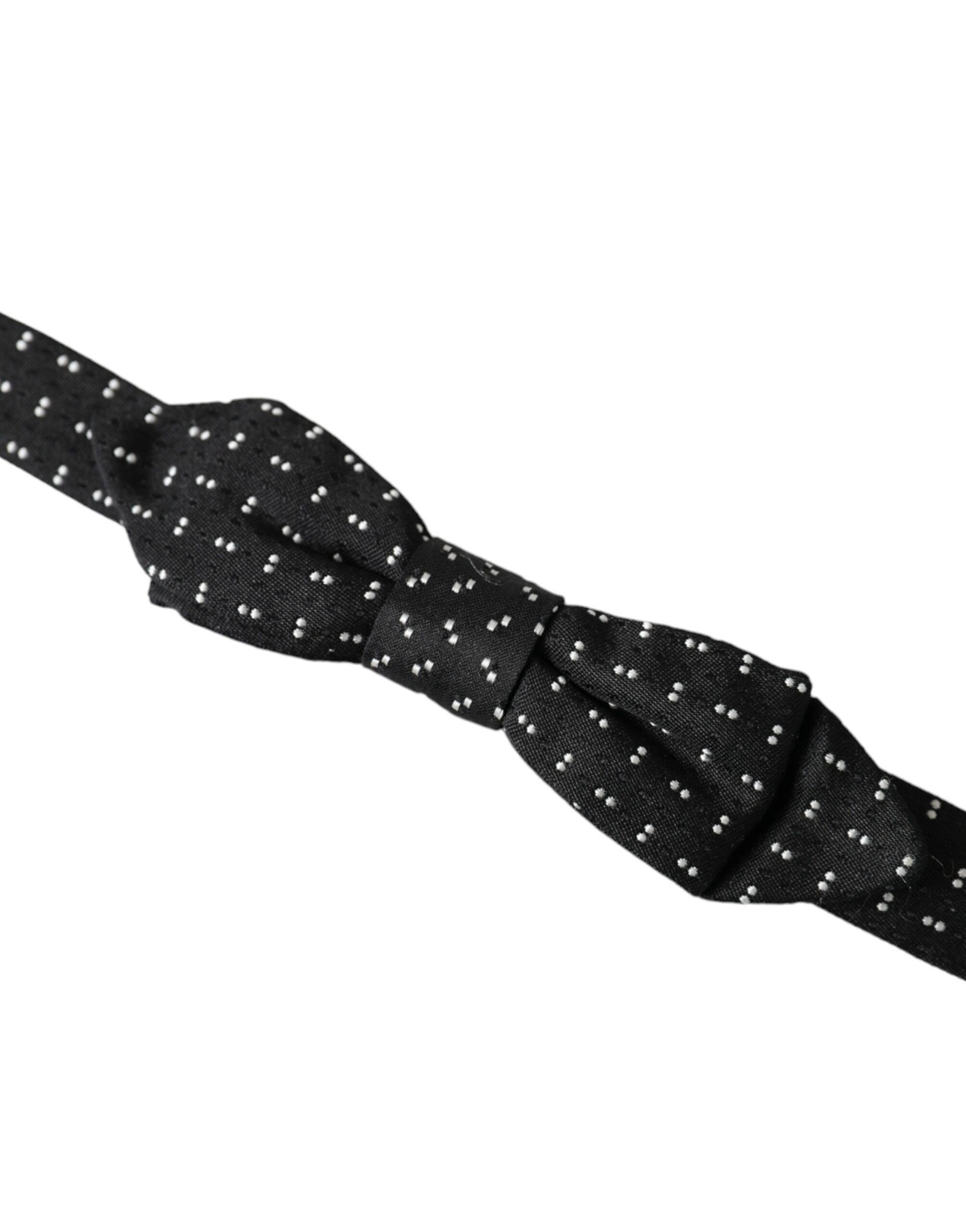 Dolce & Gabbana Black Silk Patterned Adjustable Neck Men Papillon Bow Men's Size ONE SIZE - 2 Thumbnail
