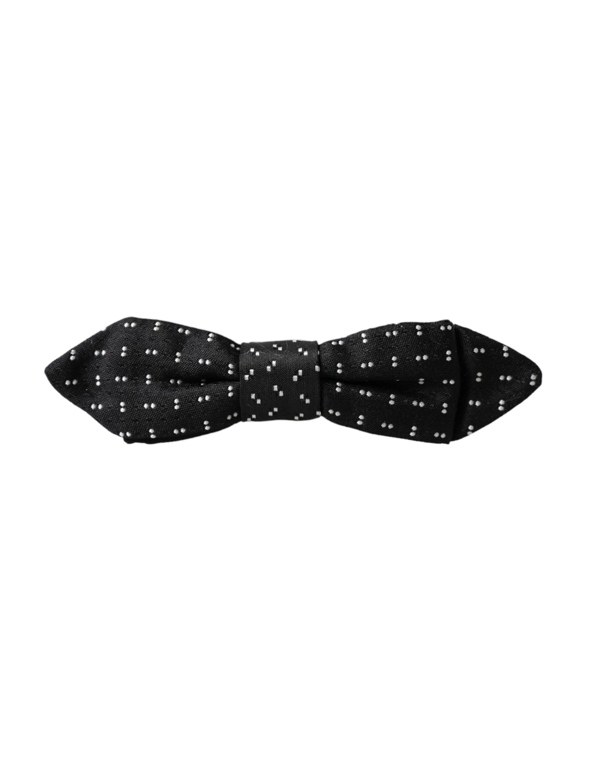 Dolce & Gabbana Black Silk Patterned Adjustable Neck Men Papillon Bow Men's Size ONE SIZE - 5 Thumbnail