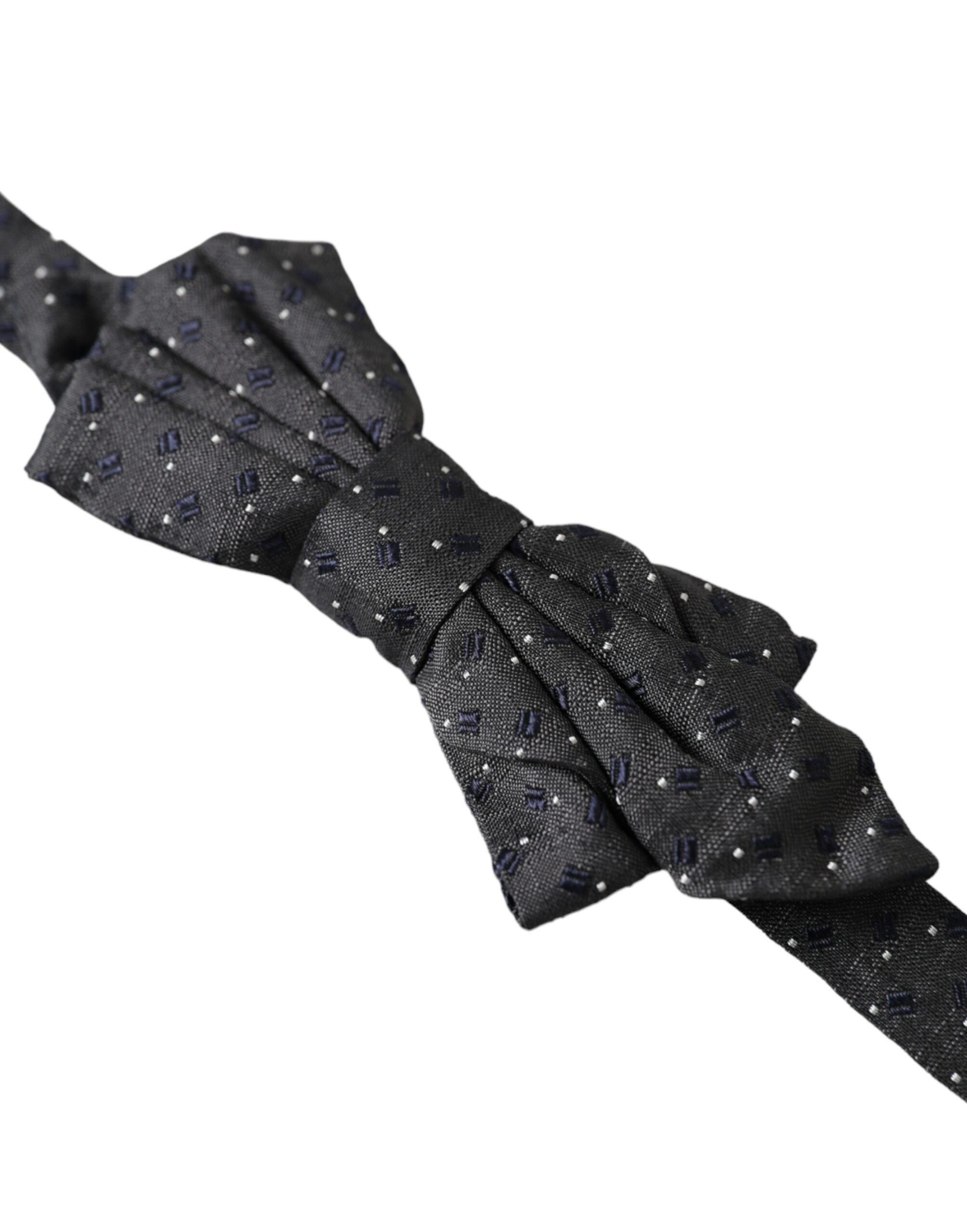 Dolce & Gabbana Black Silk Patterned Adjustable Neck Men Papillon Bow Men's Size ONE SIZE - 2 Thumbnail