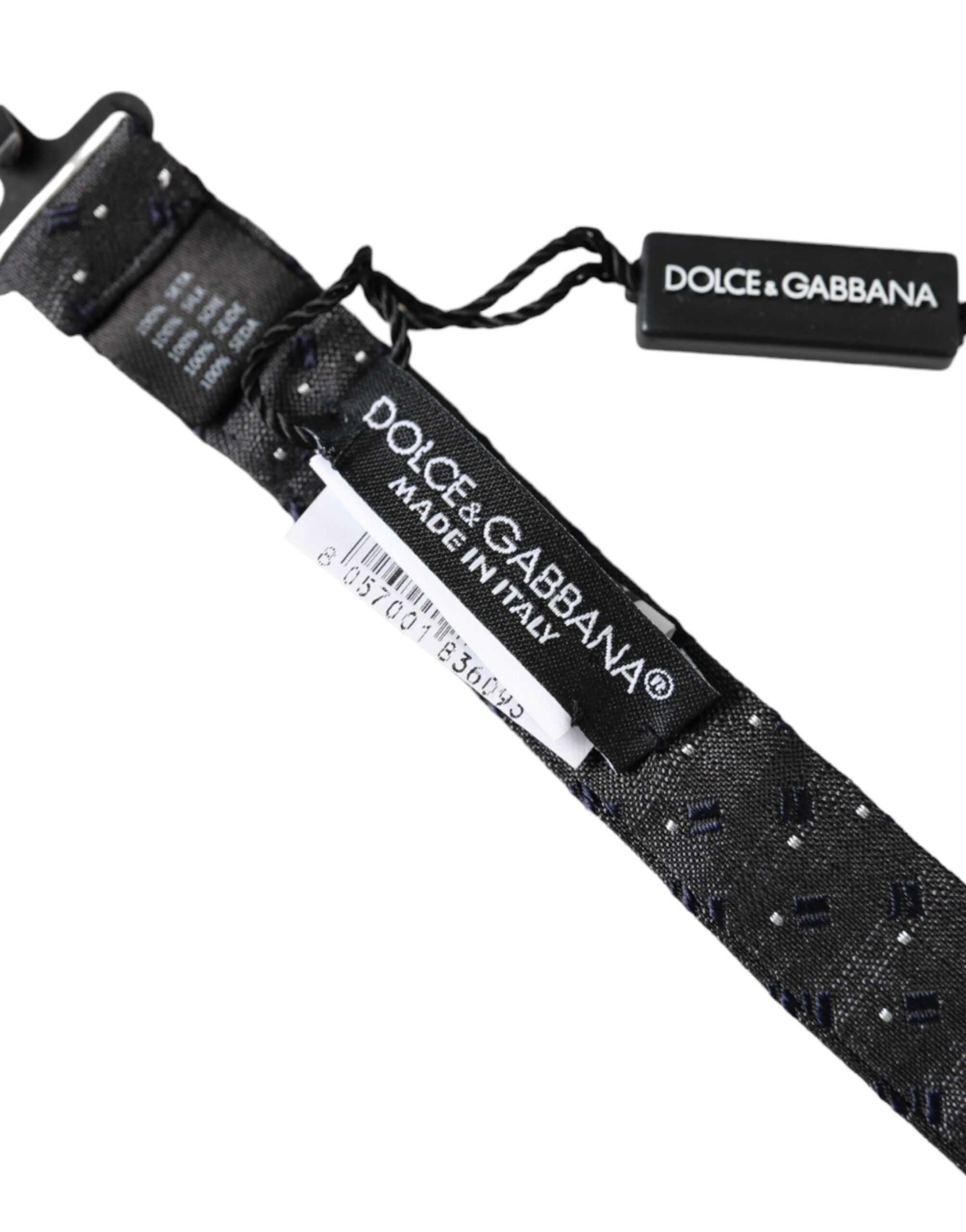 Dolce & Gabbana Black Silk Patterned Adjustable Neck Men Papillon Bow Men's Size ONE SIZE - 4 Thumbnail