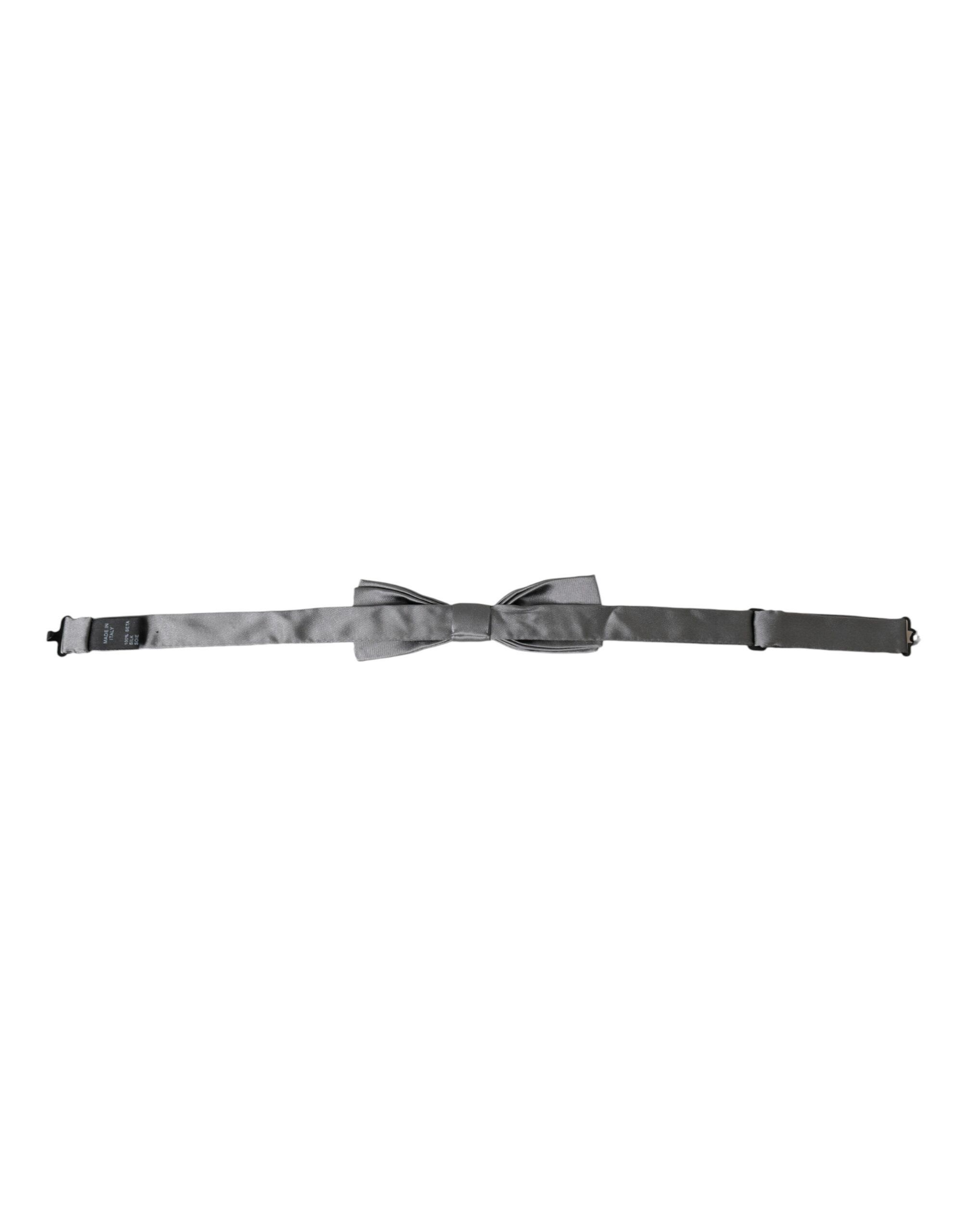Dolce & Gabbana Gray Satin Silk Adjustable Neck Men Papillon Bow Men's Tie Size ONE SIZE - 4 Thumbnail