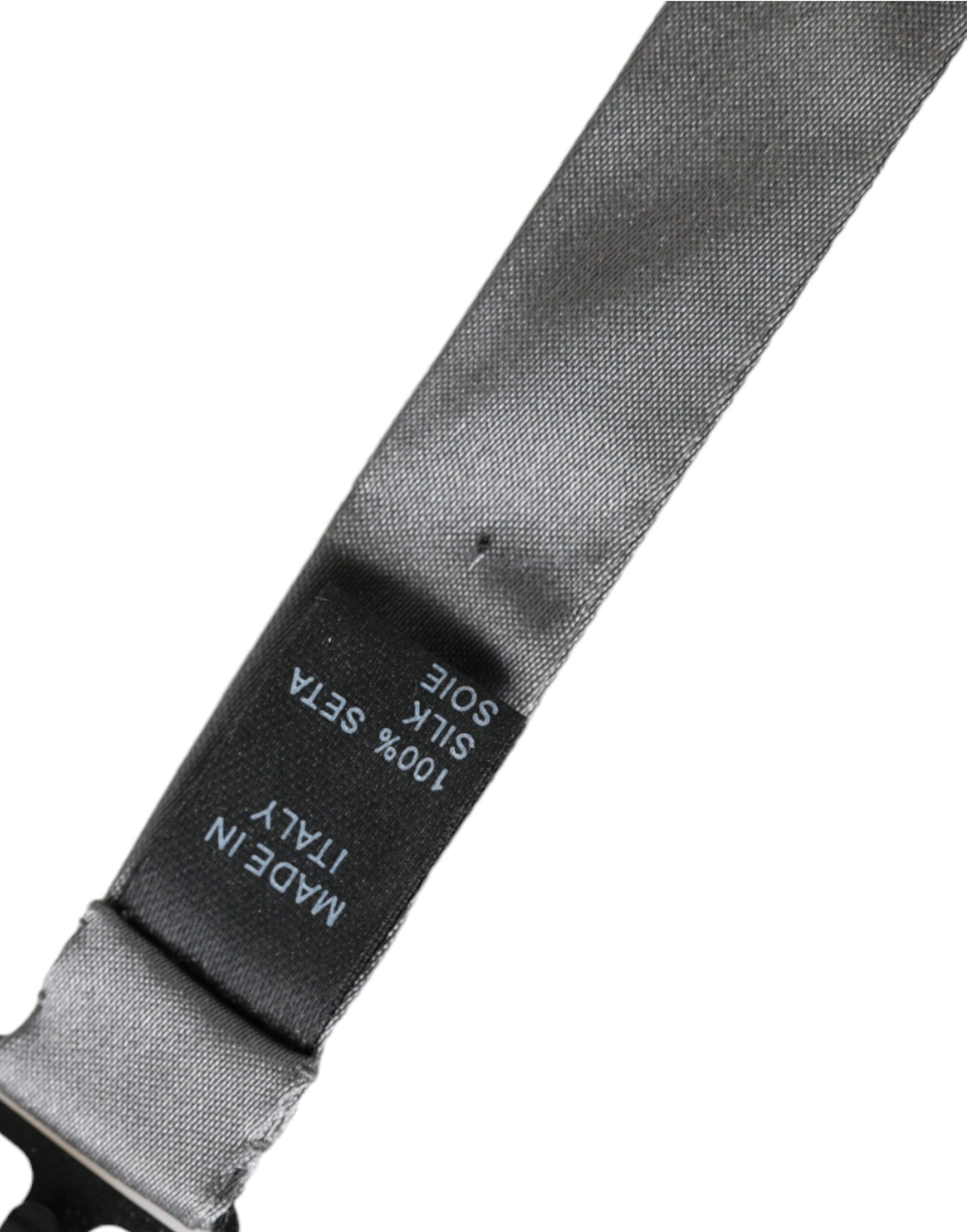 Dolce & Gabbana Gray Satin Silk Adjustable Neck Men Papillon Bow Men's Tie Size ONE SIZE - 5 Thumbnail