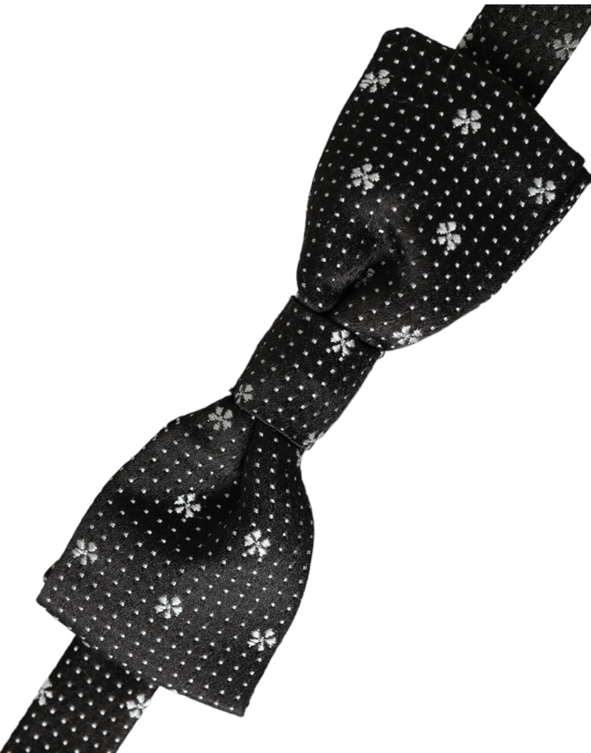 Dolce & Gabbana Black Silk Floral Adjustable Neck Men Papillon Bow Men's Size ONE SIZE - 2 Thumbnail