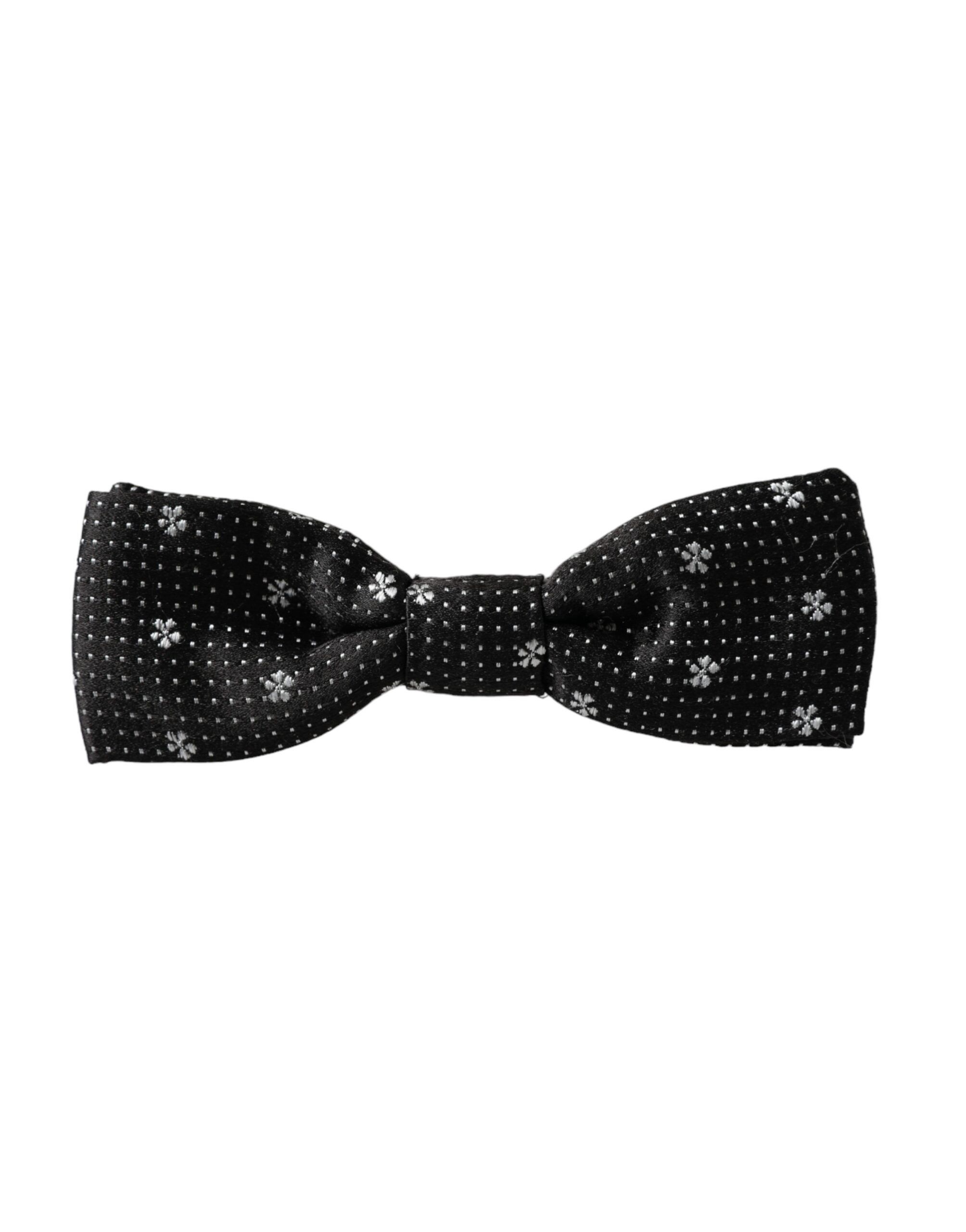 Dolce & Gabbana Black Silk Floral Adjustable Neck Men Papillon Bow Men's Size ONE SIZE - 5 Thumbnail