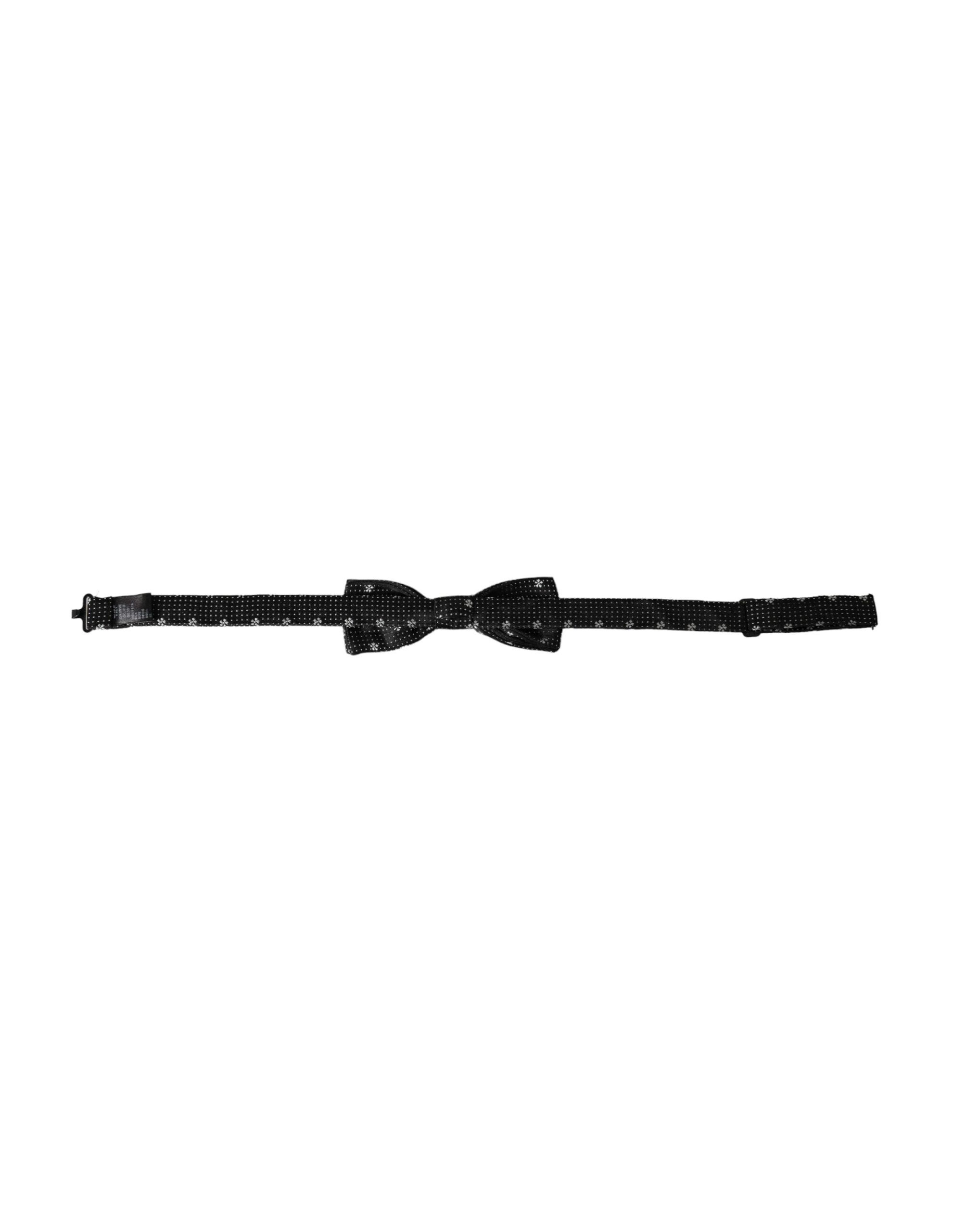 Dolce & Gabbana Black Silk Floral Adjustable Neck Men Papillon Bow Men's Size ONE SIZE - 3 Thumbnail