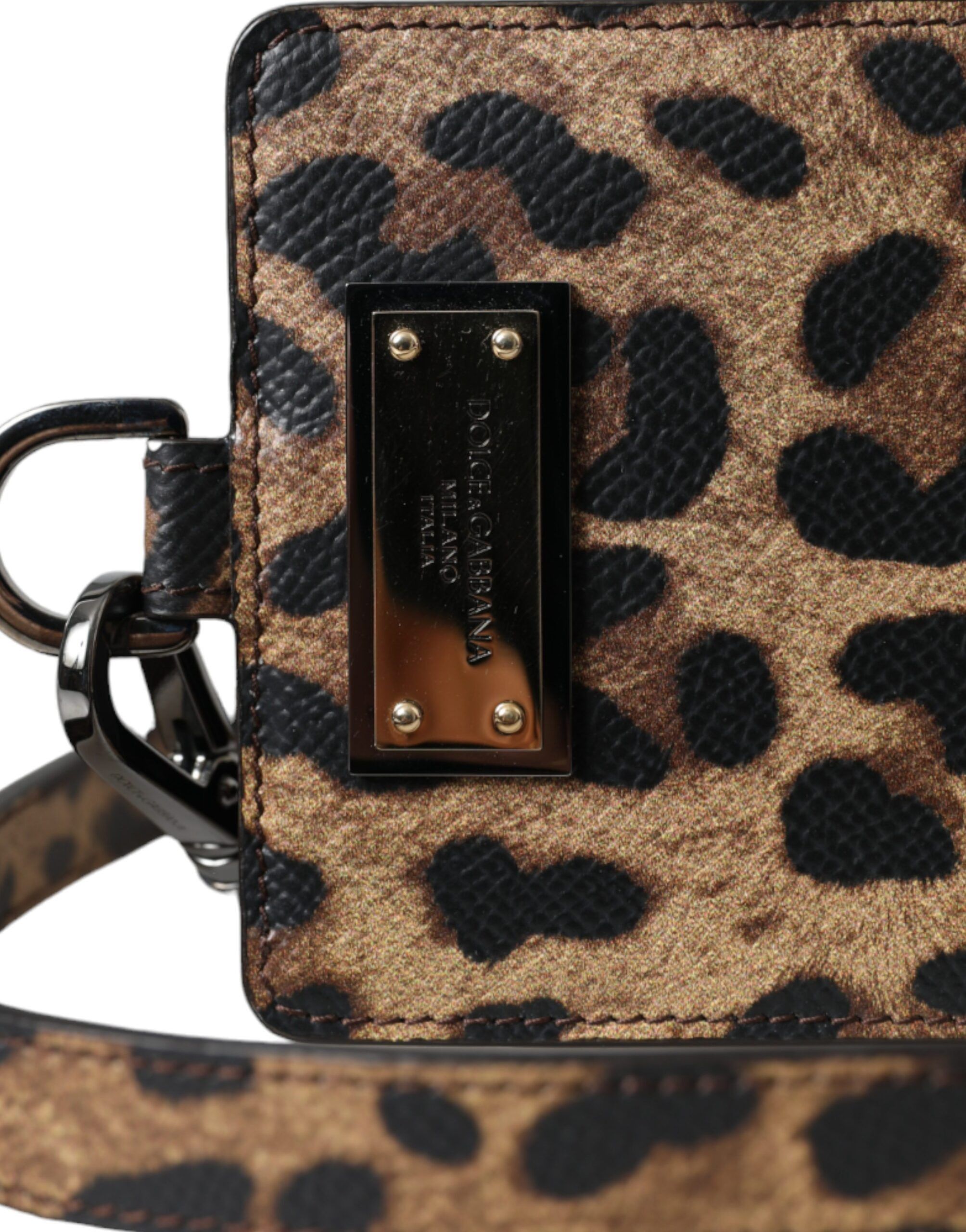 Dolce & Gabbana Brown Leather Leopard Print Logo Plaque Cardholder Women's Size ONE SIZE - 2 Thumbnail