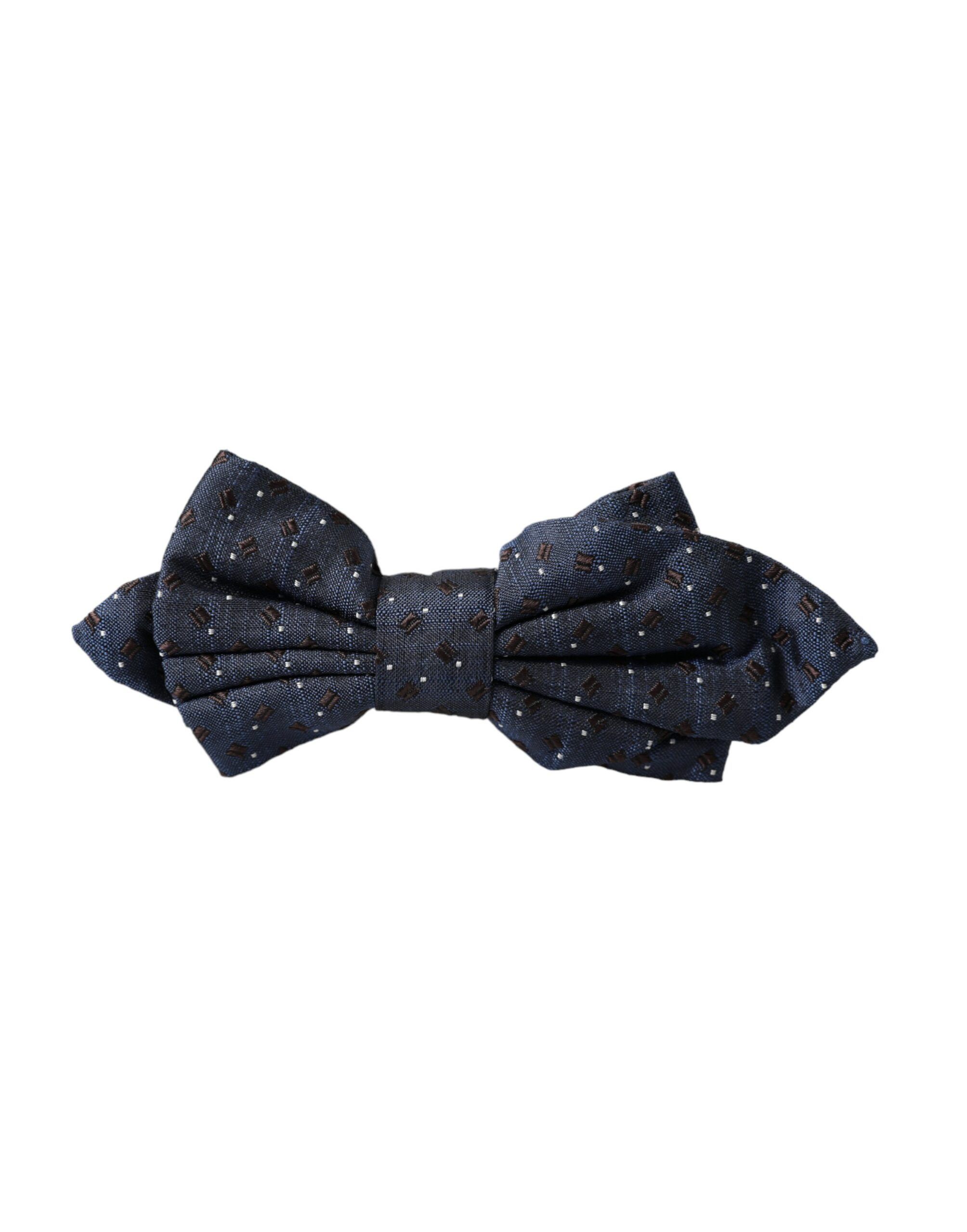 Dolce & Gabbana Navy Blue Silk Patterned Adjustable Men Papillon Bow Men's Size ONE SIZE - 3 Thumbnail