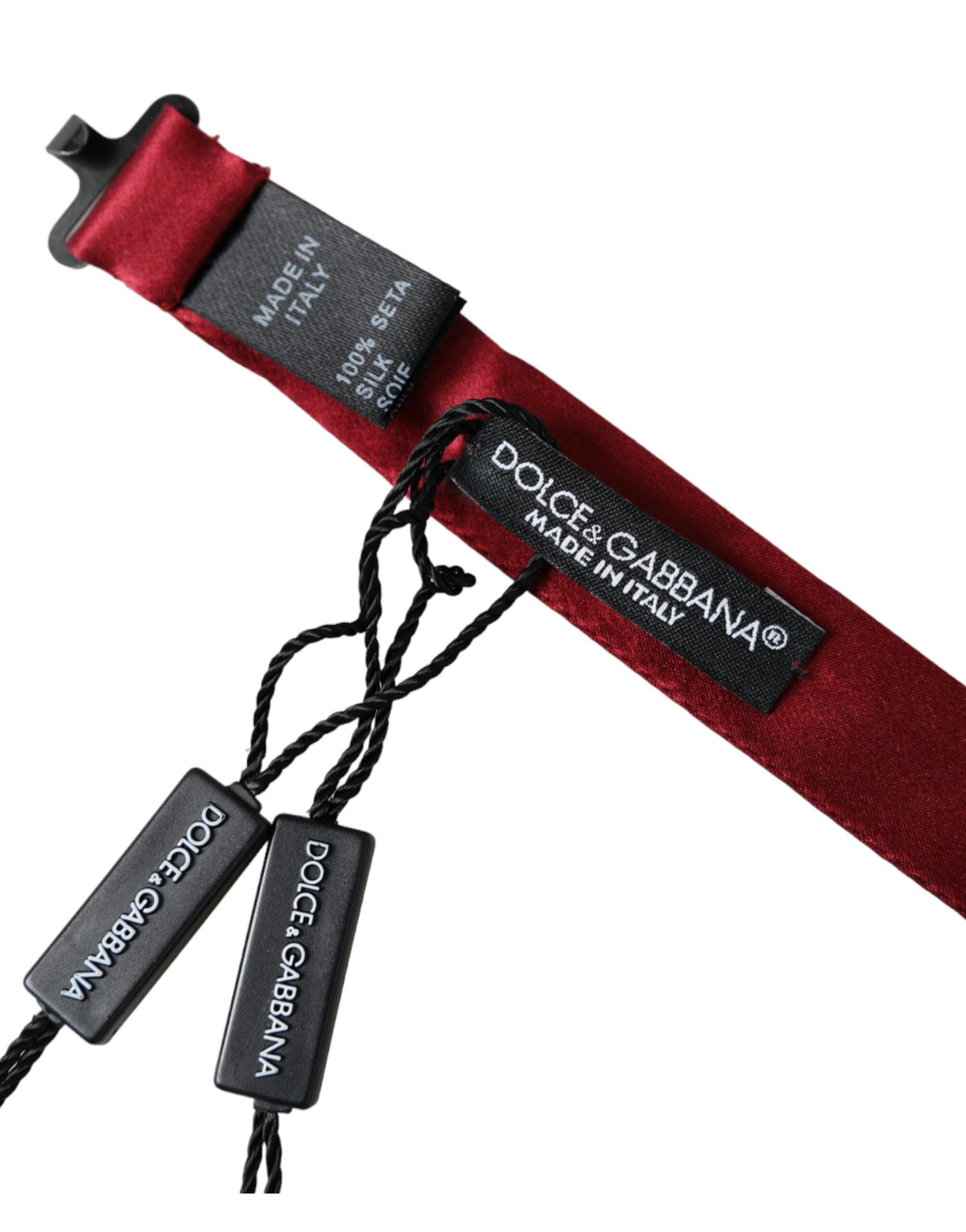Dolce & Gabbana Red Satin Silk Adjustable Neck Men Bow Men's Tie Size ONE SIZE - 4 Thumbnail