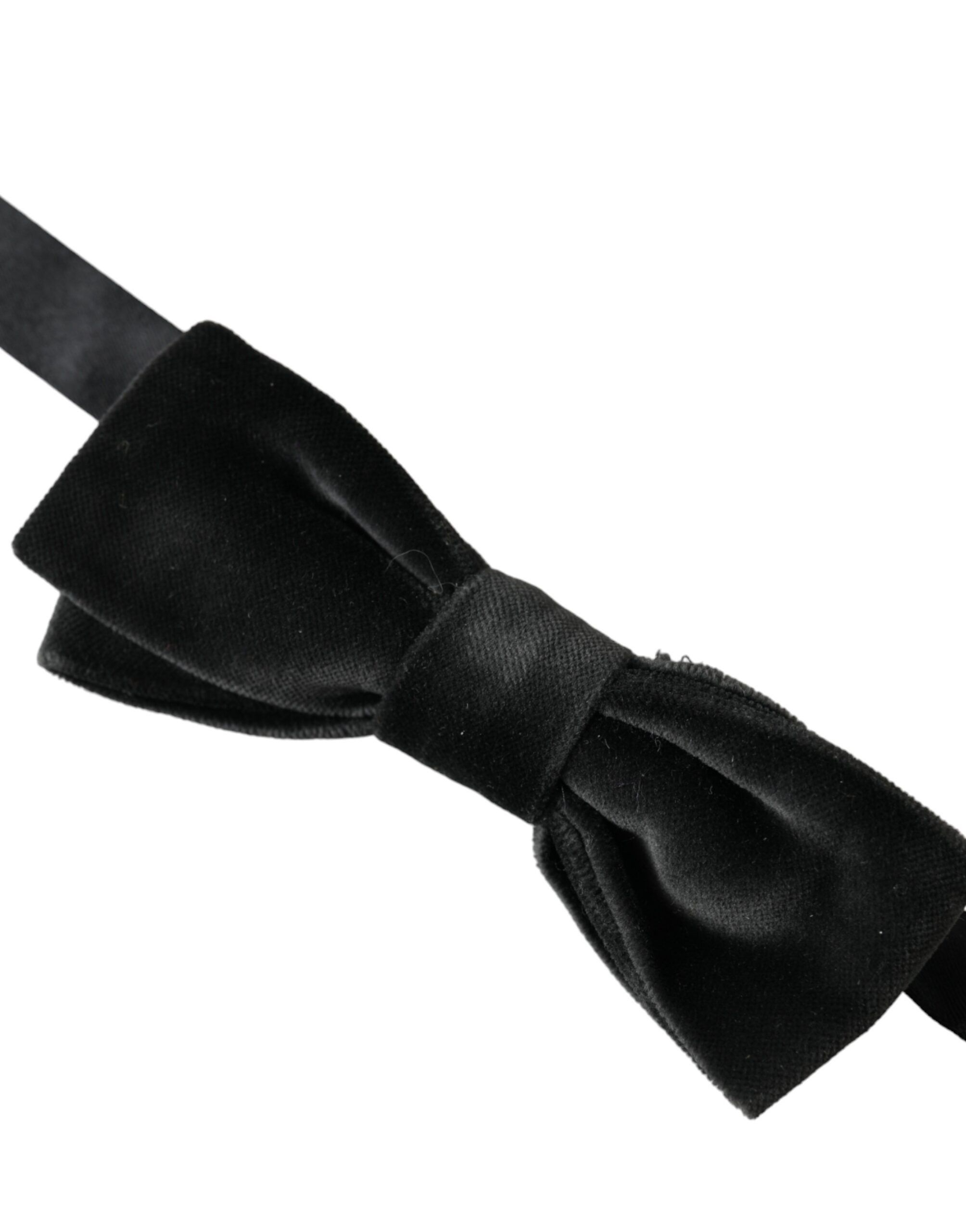 Dolce & Gabbana Black Velvet Cotton Adjustable Neck Men Bow Men's Tie Size ONE SIZE - 2 Thumbnail