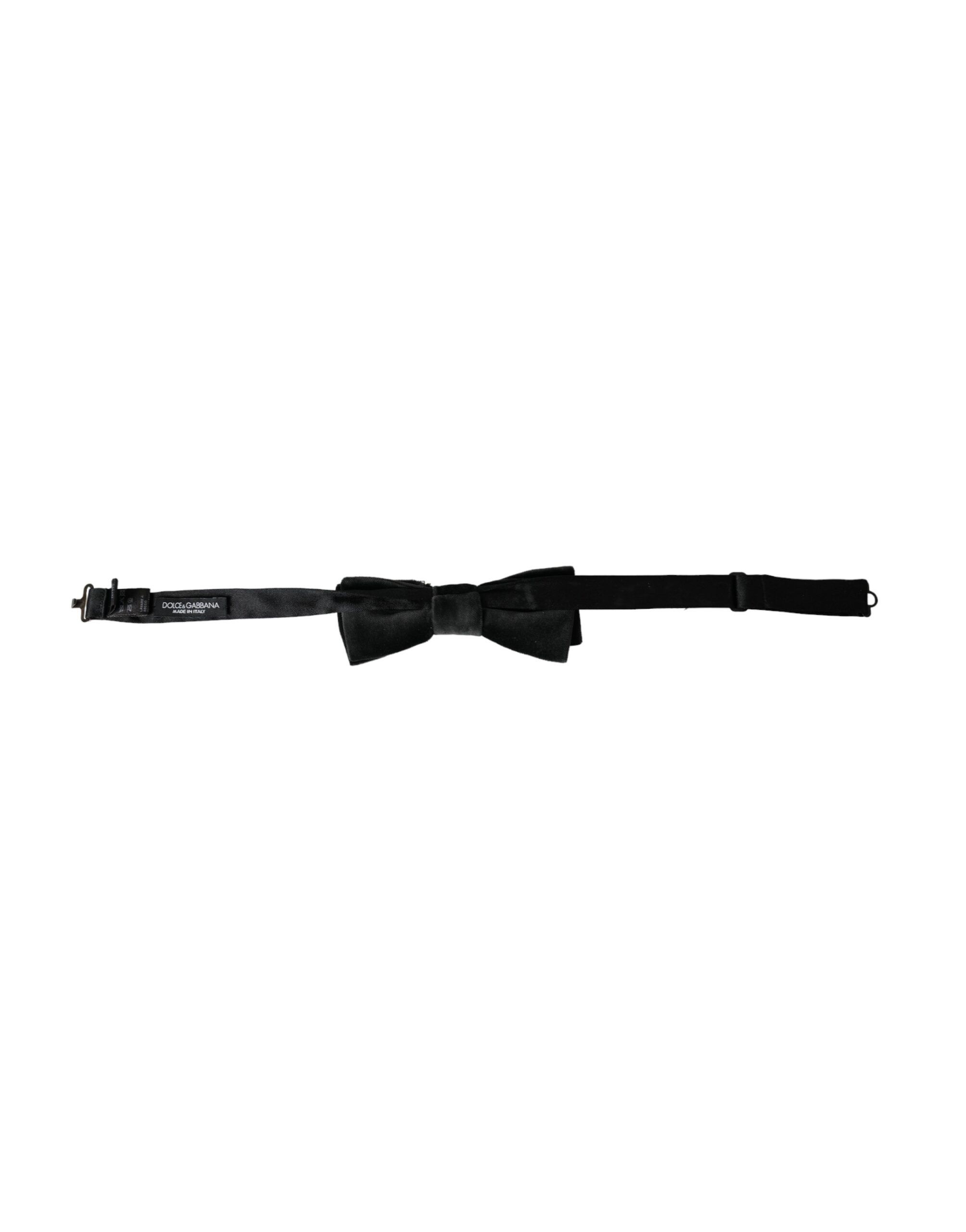 Dolce & Gabbana Black Velvet Cotton Adjustable Neck Men Bow Men's Tie Size ONE SIZE - 4 Thumbnail
