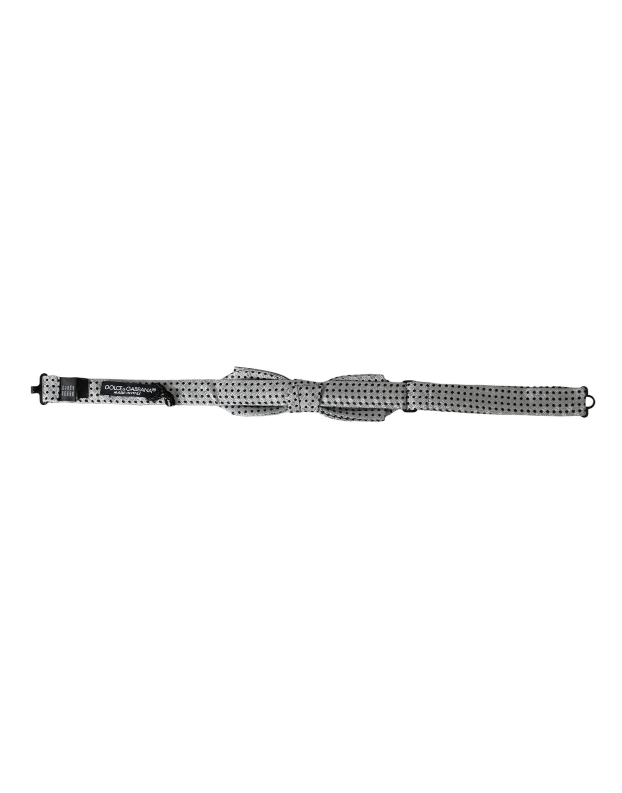 Dolce & Gabbana Gray Silk Polka Dot Adjustable Neck Men Papillon Bow Men's Size ONE SIZE - 4 Thumbnail