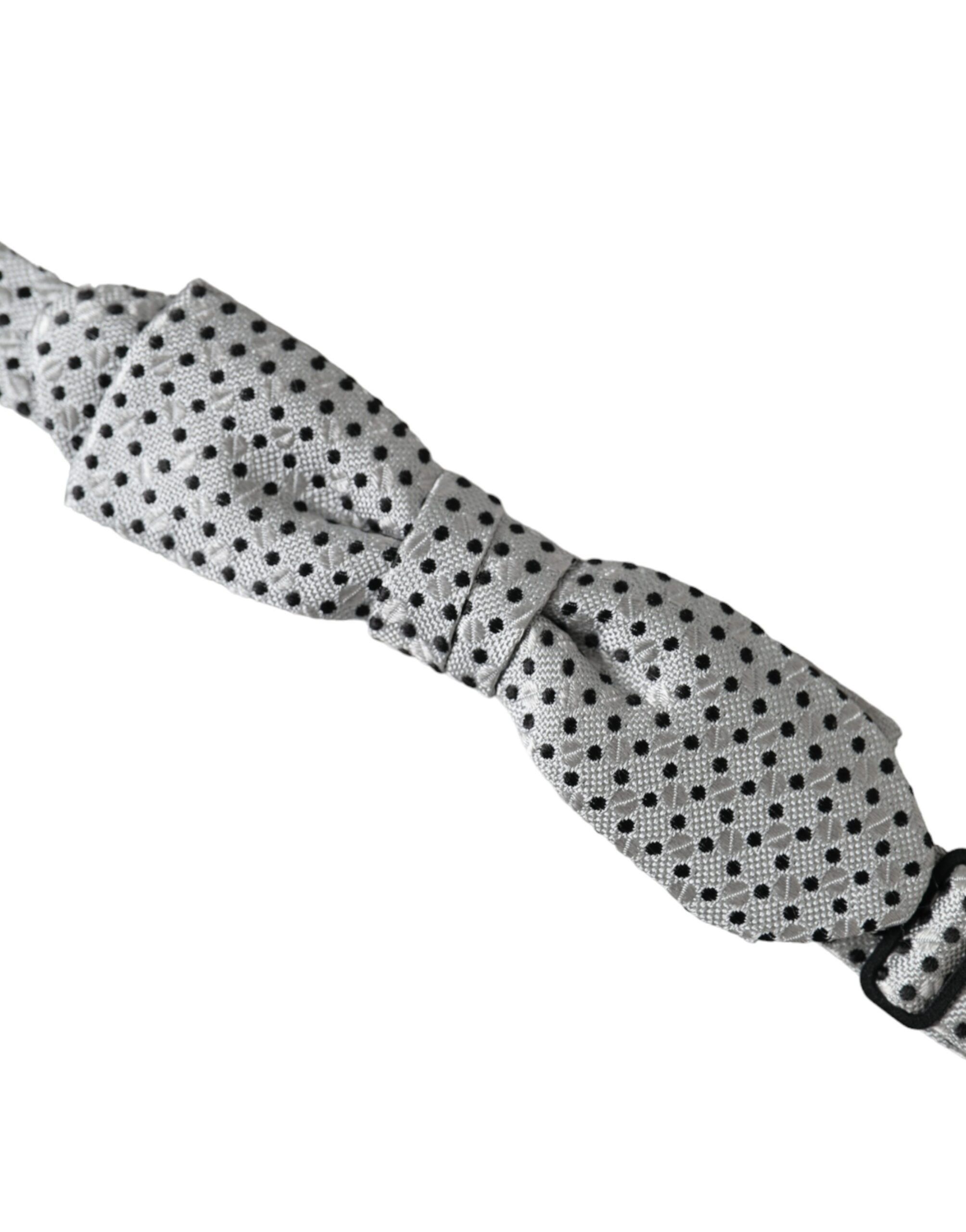 Dolce & Gabbana Gray Silk Polka Dot Adjustable Neck Men Papillon Bow Men's Size ONE SIZE - 2 Thumbnail