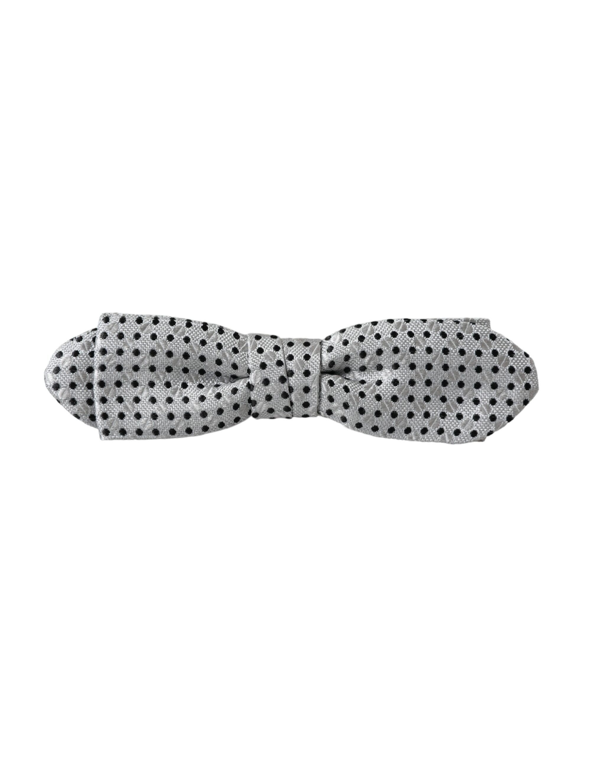 Dolce & Gabbana Gray Silk Polka Dot Adjustable Neck Men Papillon Bow Men's Size ONE SIZE - 5 Thumbnail