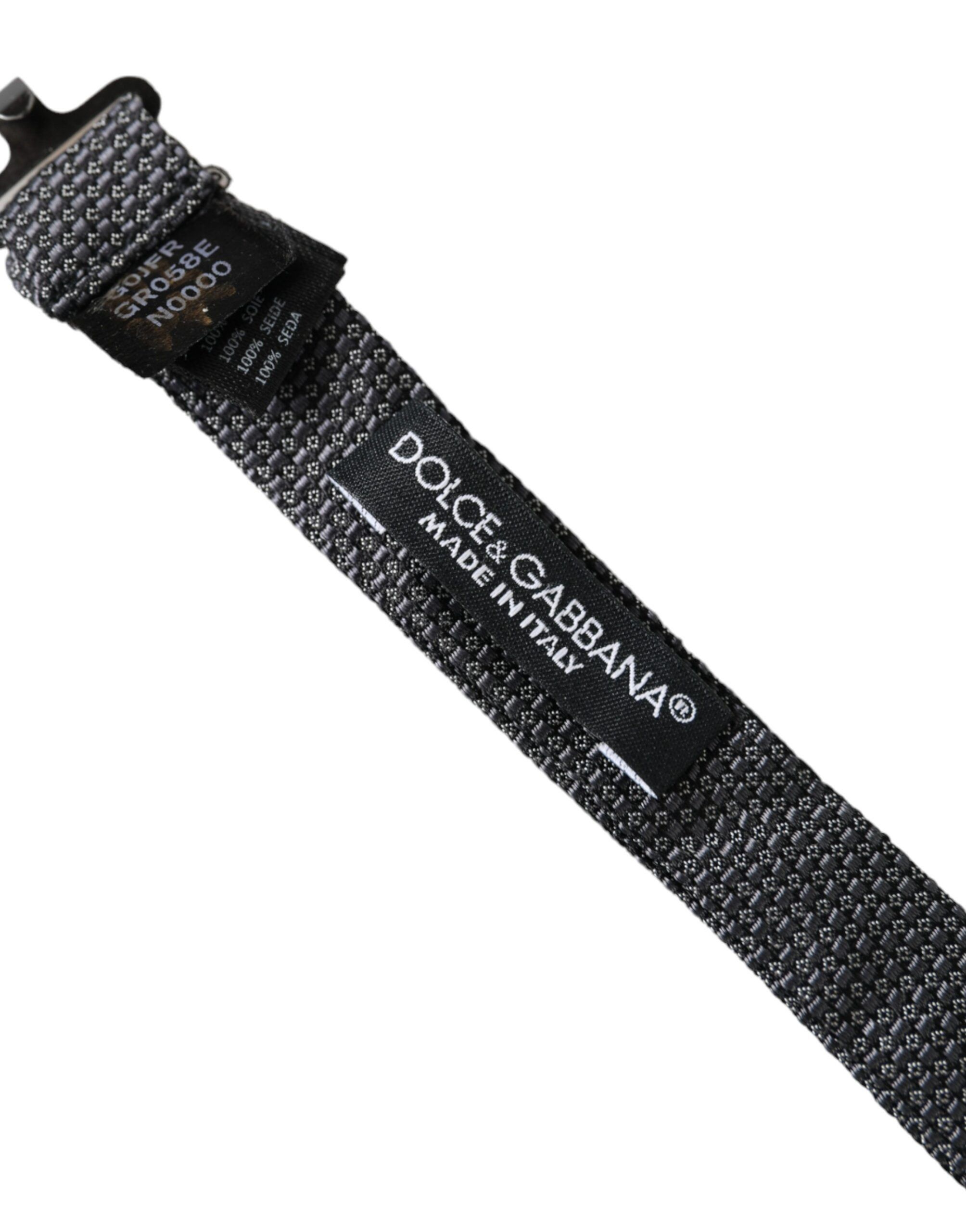 Dolce & Gabbana Gray Silk Weaved Adjustable Neck Men Papillon Bow Men's Tie Size ONE SIZE - 5 Thumbnail