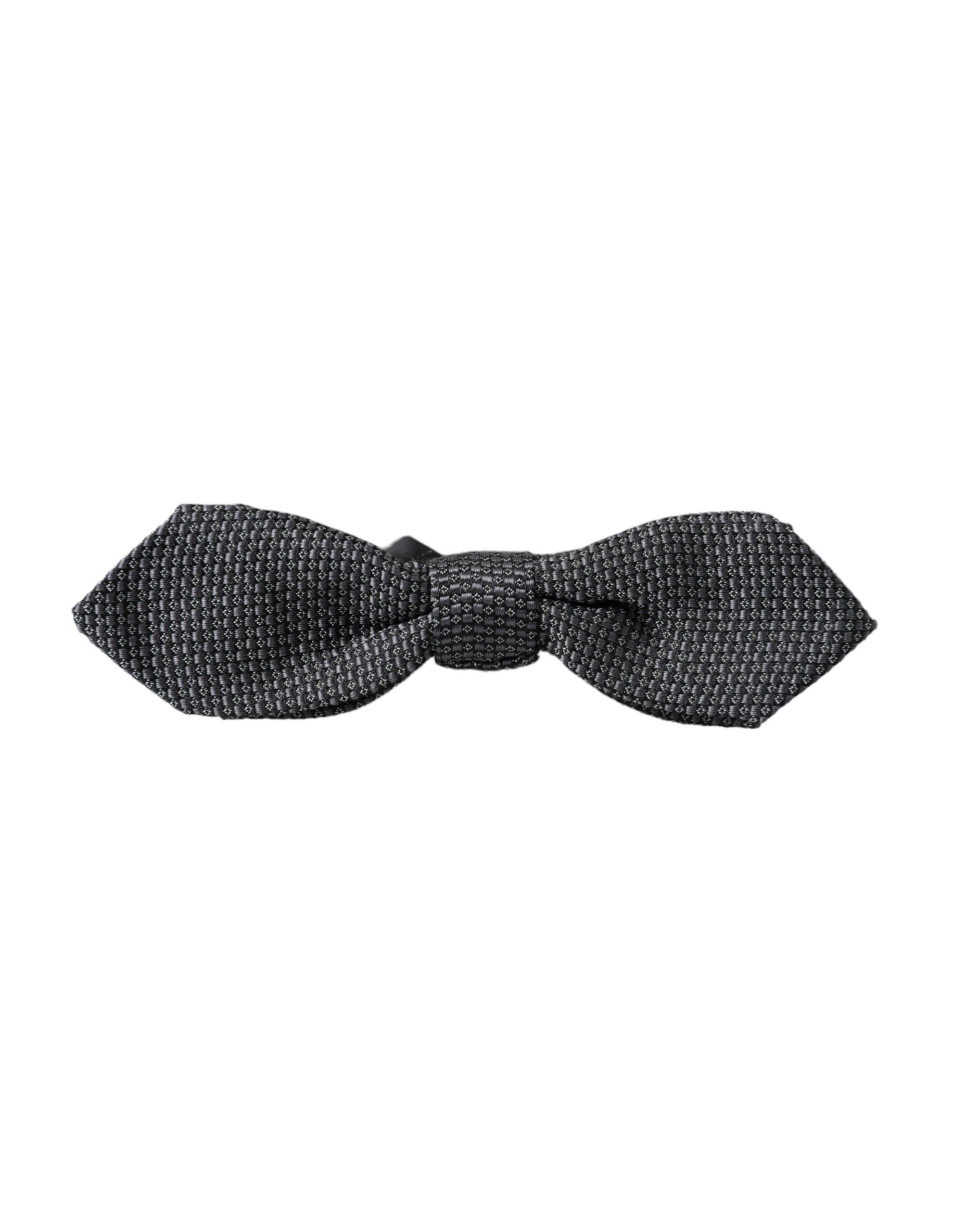 Dolce & Gabbana Gray Silk Weaved Adjustable Neck Men Papillon Bow Men's Tie Size ONE SIZE - 3 Thumbnail