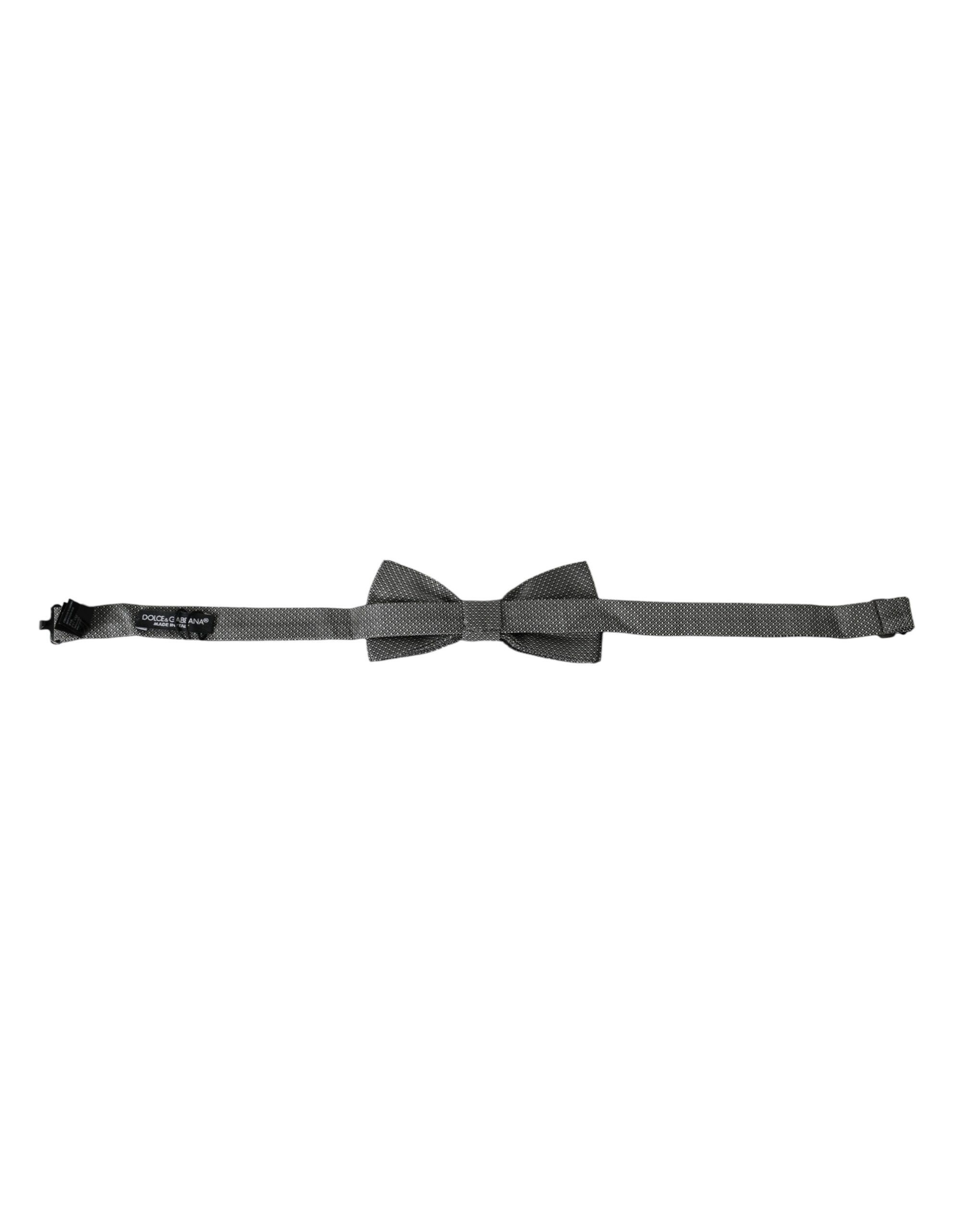 Dolce & Gabbana Gray Silk Patterned Adjustable Neck Men Bow Men's Tie Size ONE SIZE - 4 Thumbnail