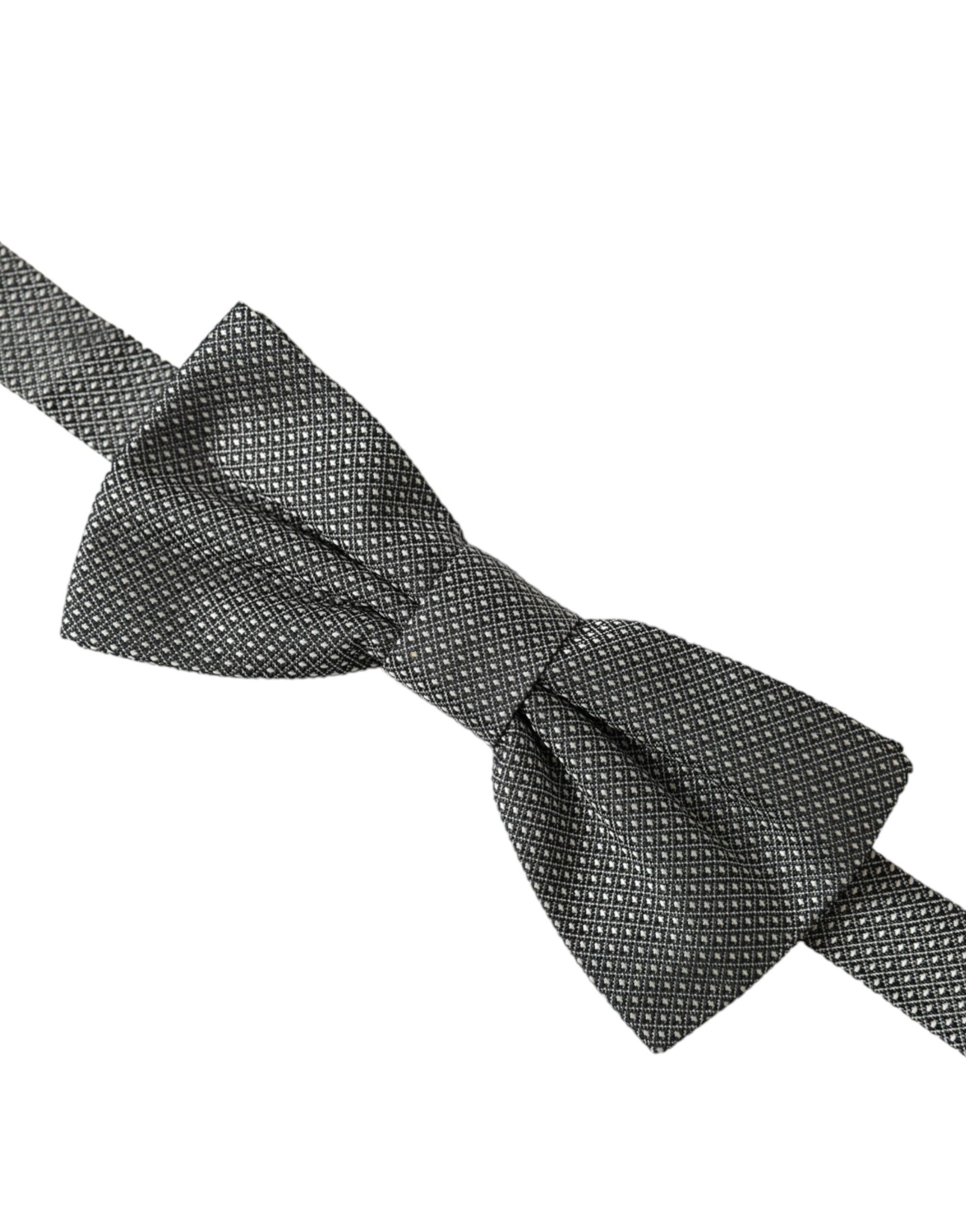 Dolce & Gabbana Gray Silk Patterned Adjustable Neck Men Bow Men's Tie Size ONE SIZE - 2 Thumbnail