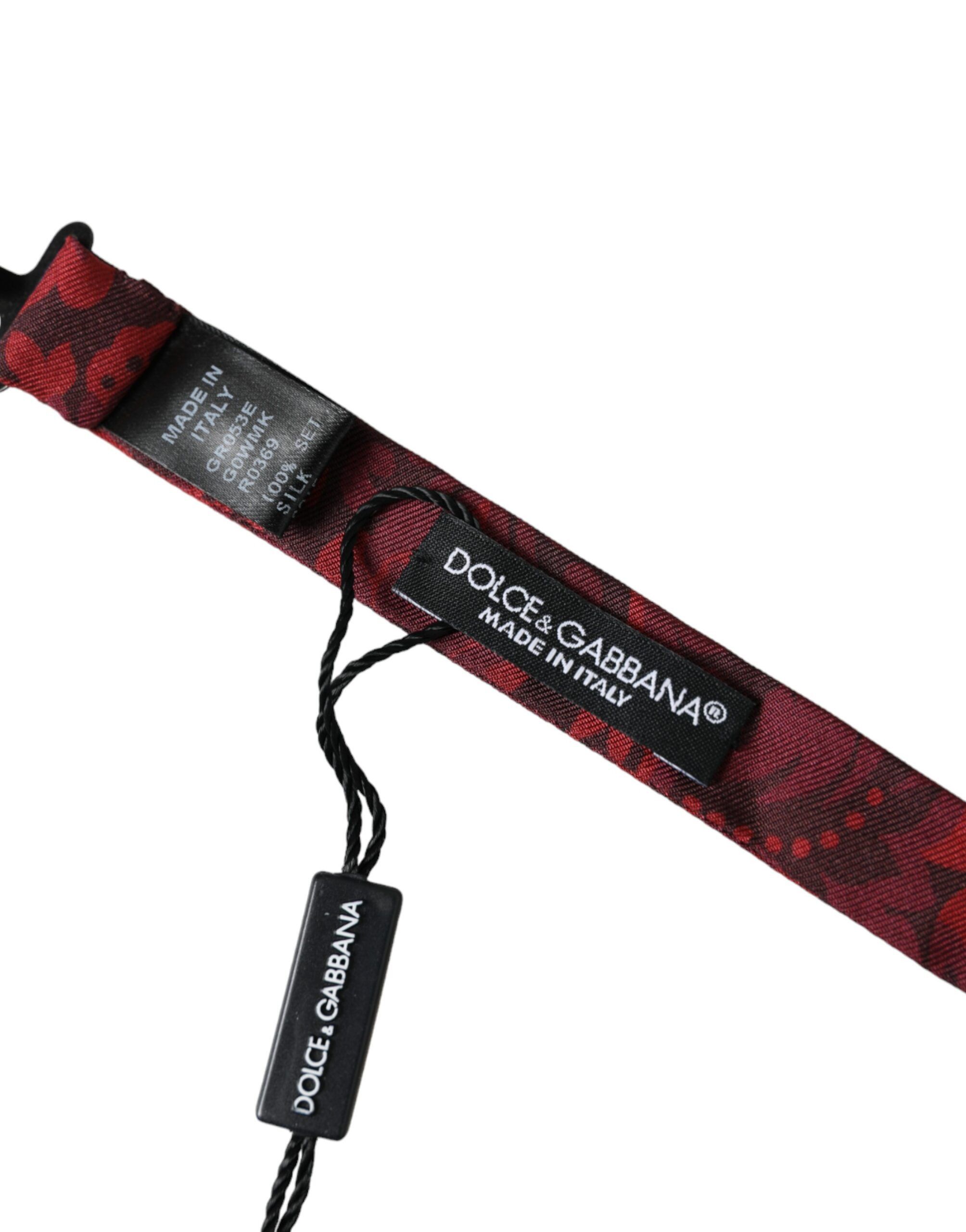 Dolce & Gabbana Red Silk Floral Adjustable Neck Men Bow Men's Tie Size ONE SIZE - 4 Thumbnail