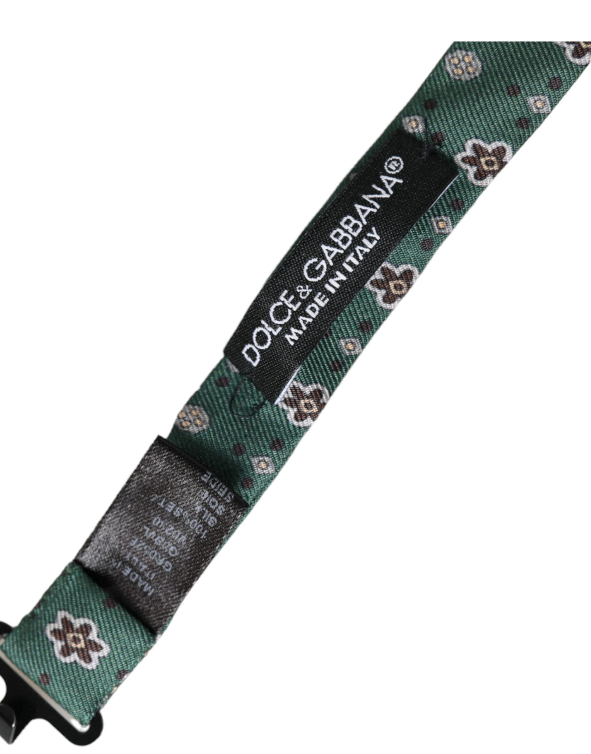 Dolce & Gabbana Mint Green Floral Adjustable Neck Men Bow Men's Tie Size ONE SIZE - 4 Thumbnail